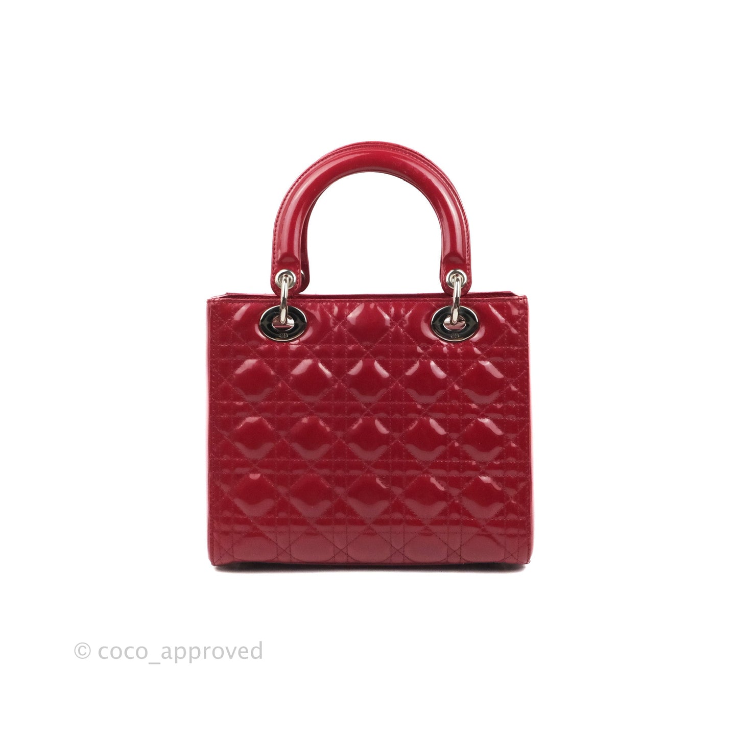 Christian Dior Medium Lady Dior Red Patent Silver Hardware