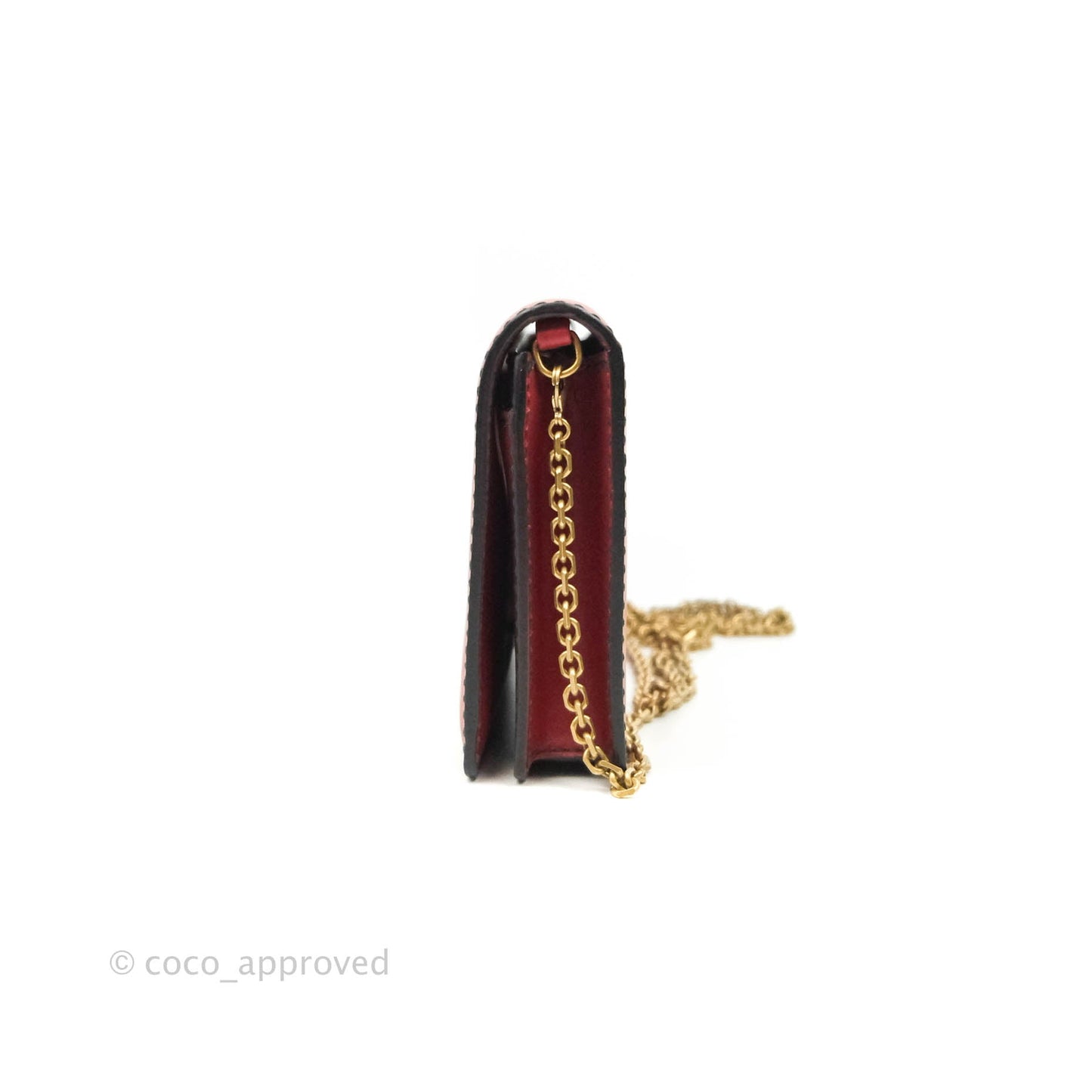 Christian Dior J'Adior Pouch with Chain Red Calfskin