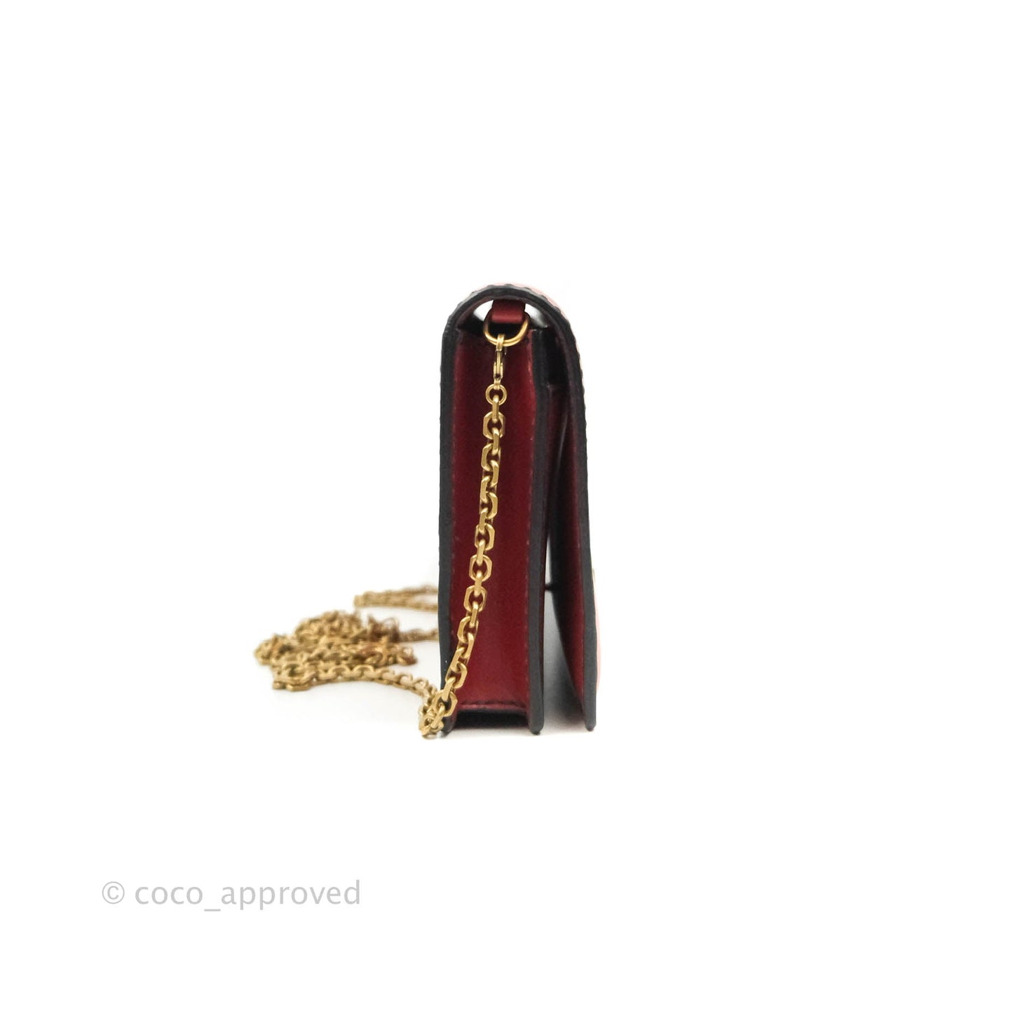 Christian Dior J'Adior Pouch with Chain Red Calfskin