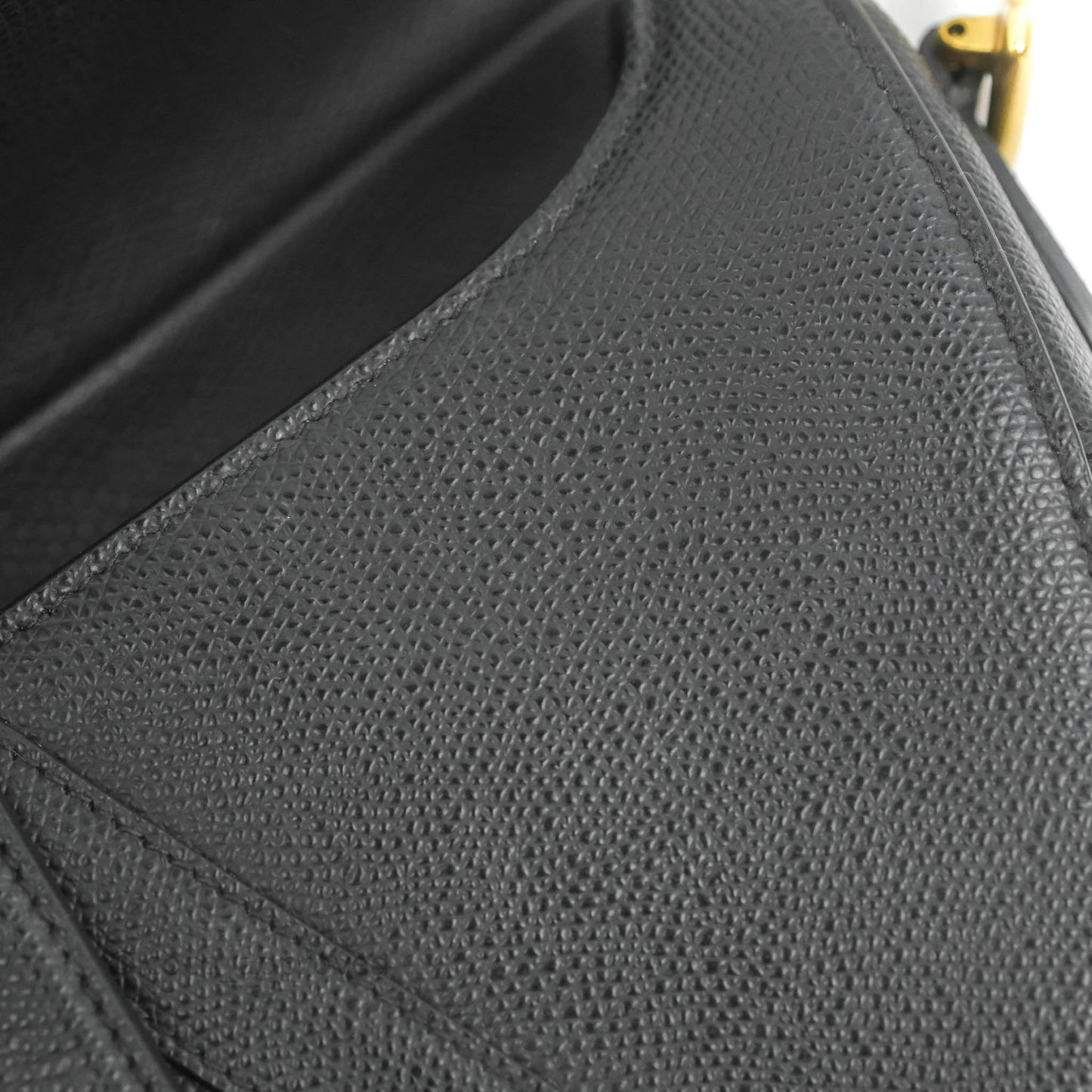 Christian Dior Saddle Bag Black Grained Calfskin Gold Hardware