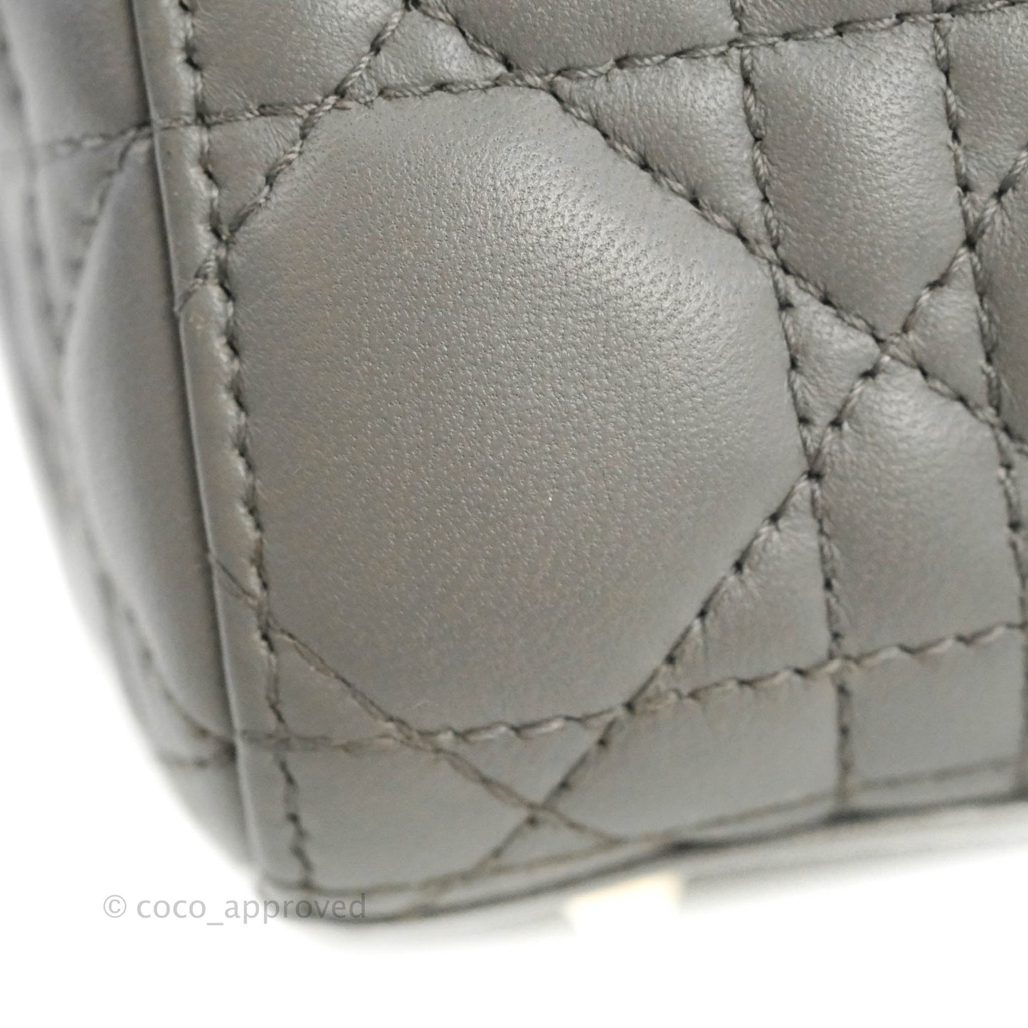 Christian Dior Lambskin My ABCDior Lady Dior Grey Gold Hardware