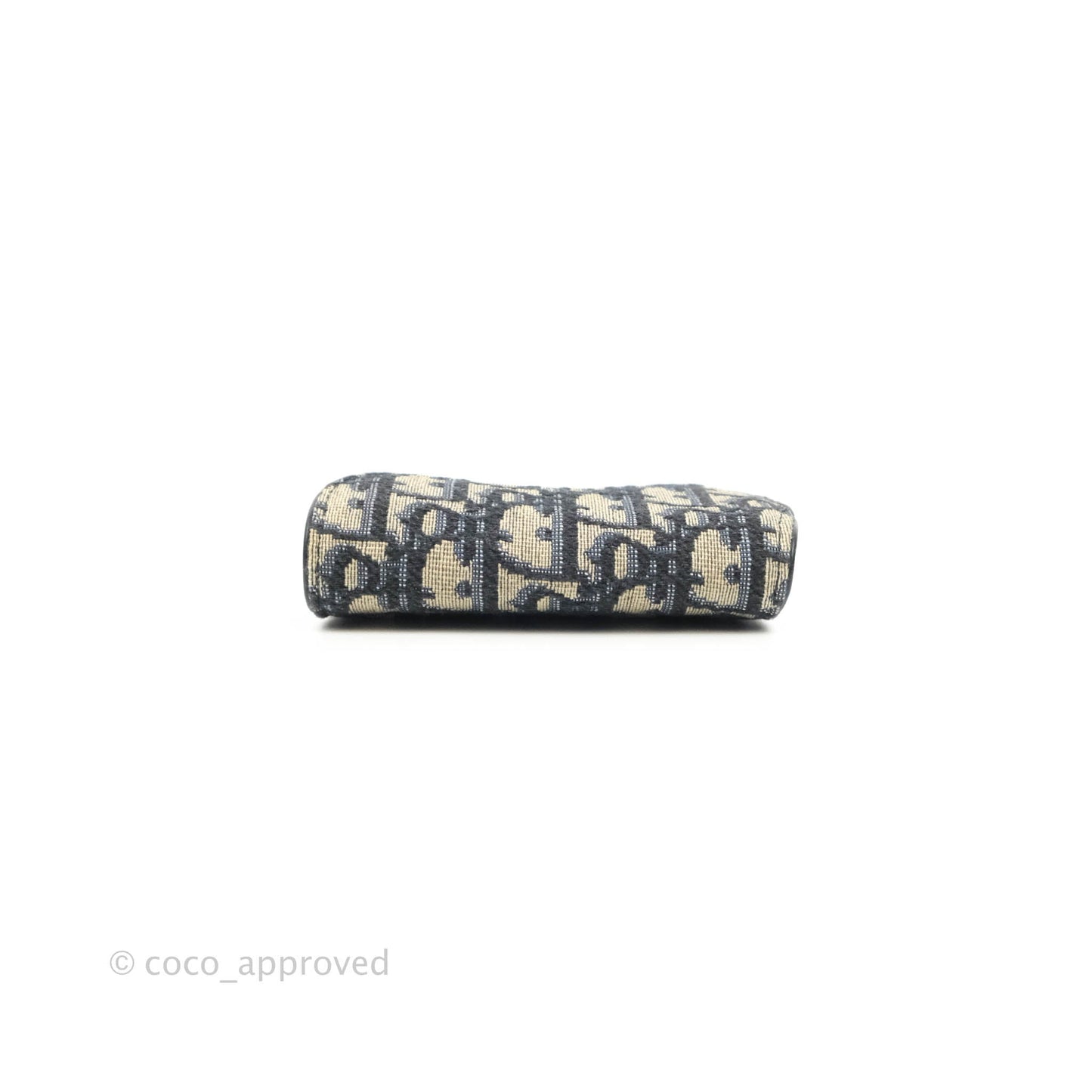 Christian Dior Saddle Flap Card Holder Blue Dior Oblique Jacquard