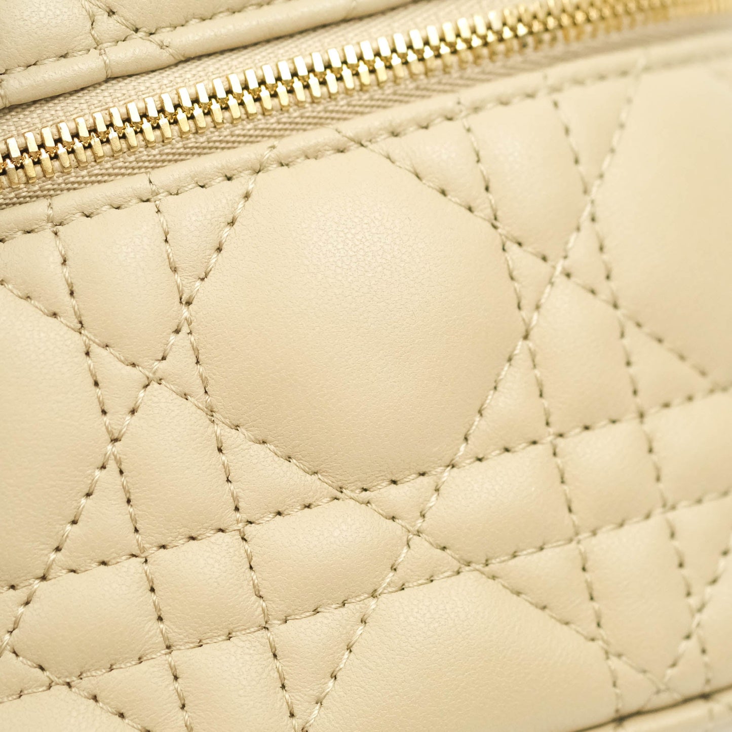 Christian Dior Micro Lady Dior Vanity Case Beige Cannage Lambskin