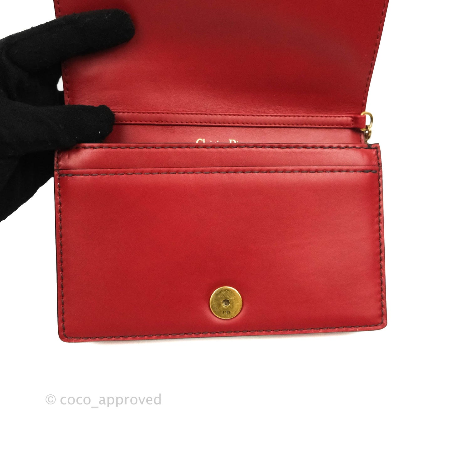 Christian Dior J'Adior Pouch with Chain Red Calfskin