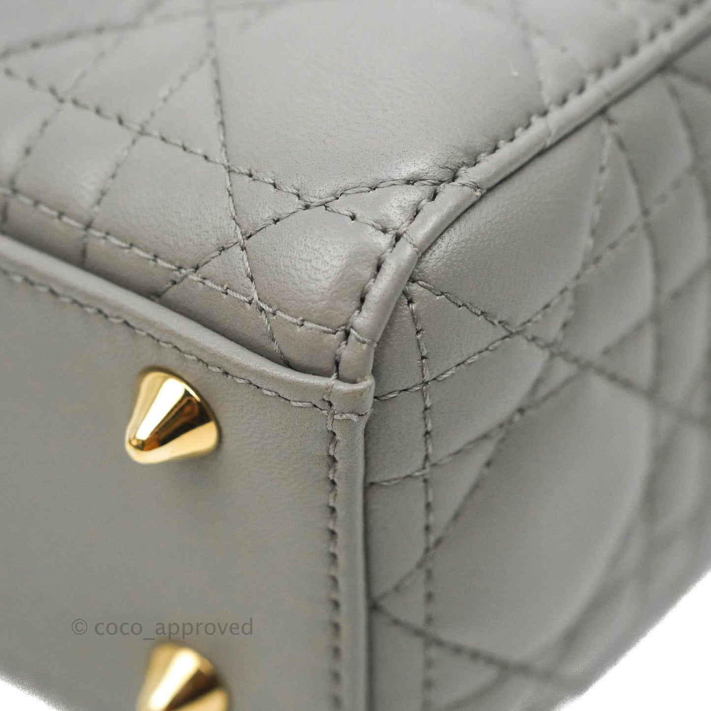Christian Dior Lambskin My ABCDior Lady Dior Grey Gold Hardware