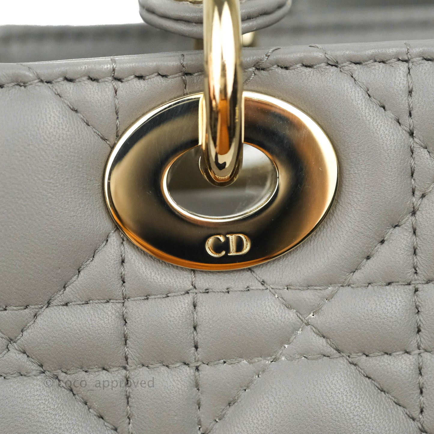Christian Dior Lambskin My ABCDior Lady Dior Grey Gold Hardware