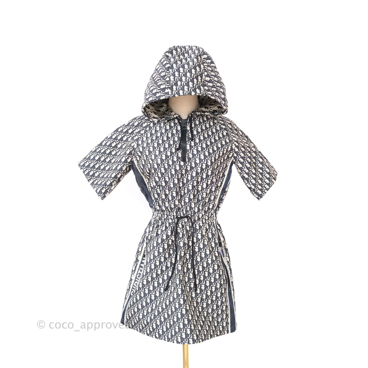 Christian Dior Short Hooded Dress Navy Dior Oblique Jacquard