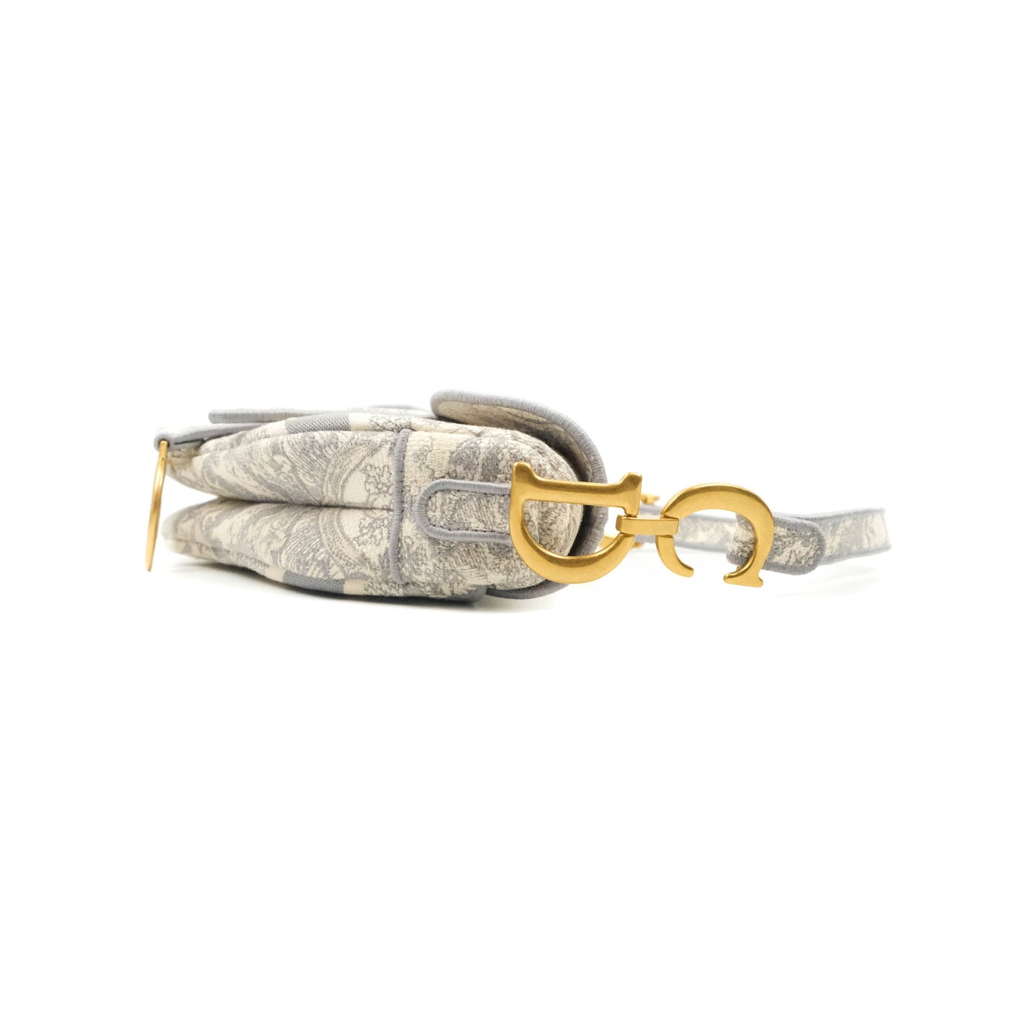 Christian Dior Saddle Bag Grey Toile de Jouy Embroidery