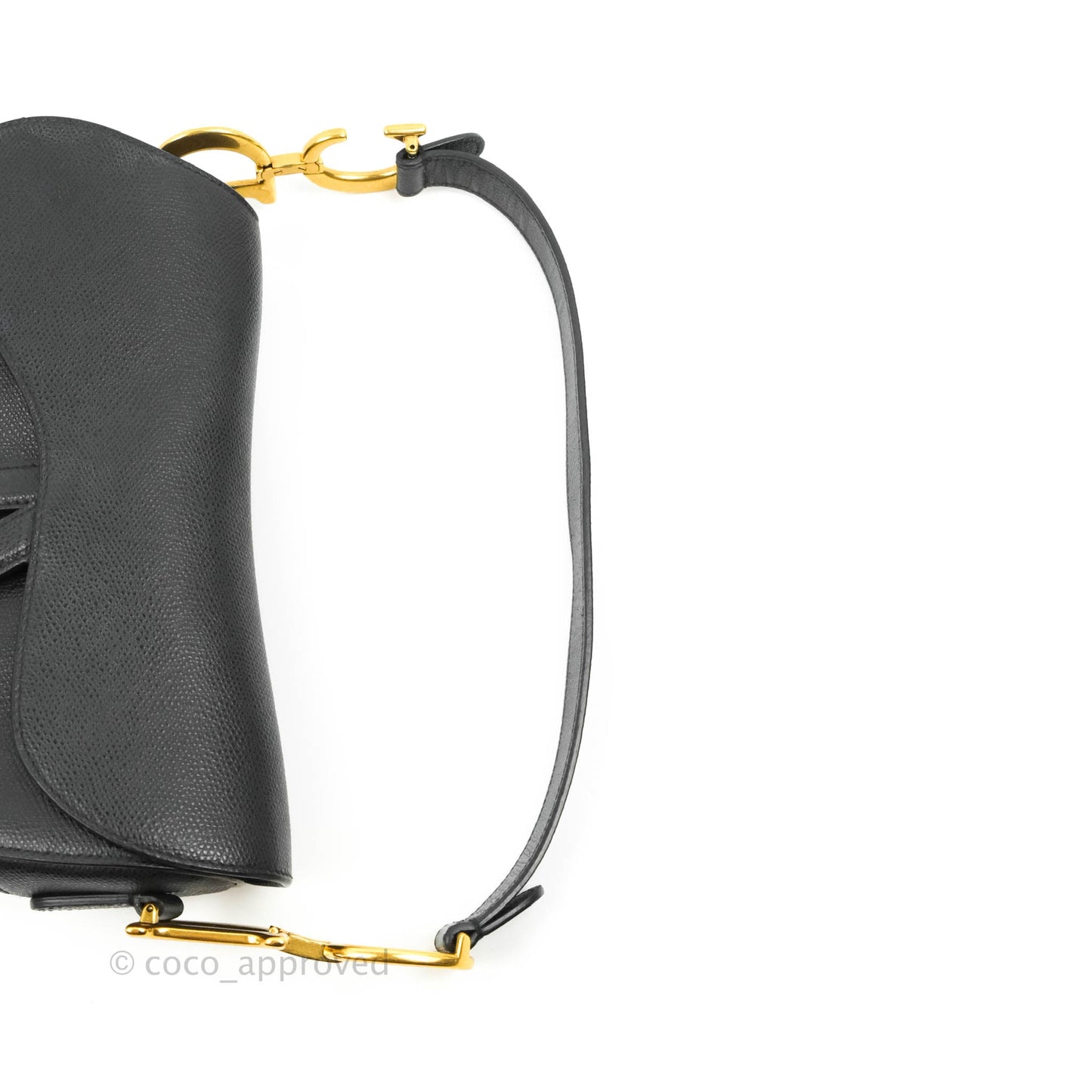 Christian Dior Saddle Bag Black Grained Calfskin Gold Hardware