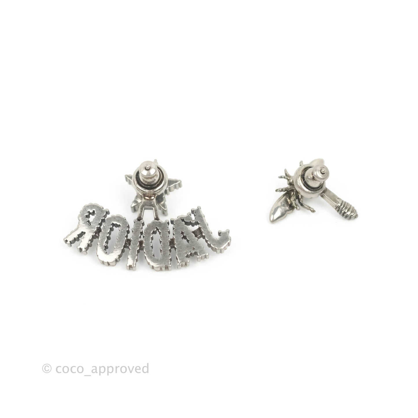 Dior J'ADIOR Earrings Antique Silver-Finish Metal with White Crystals