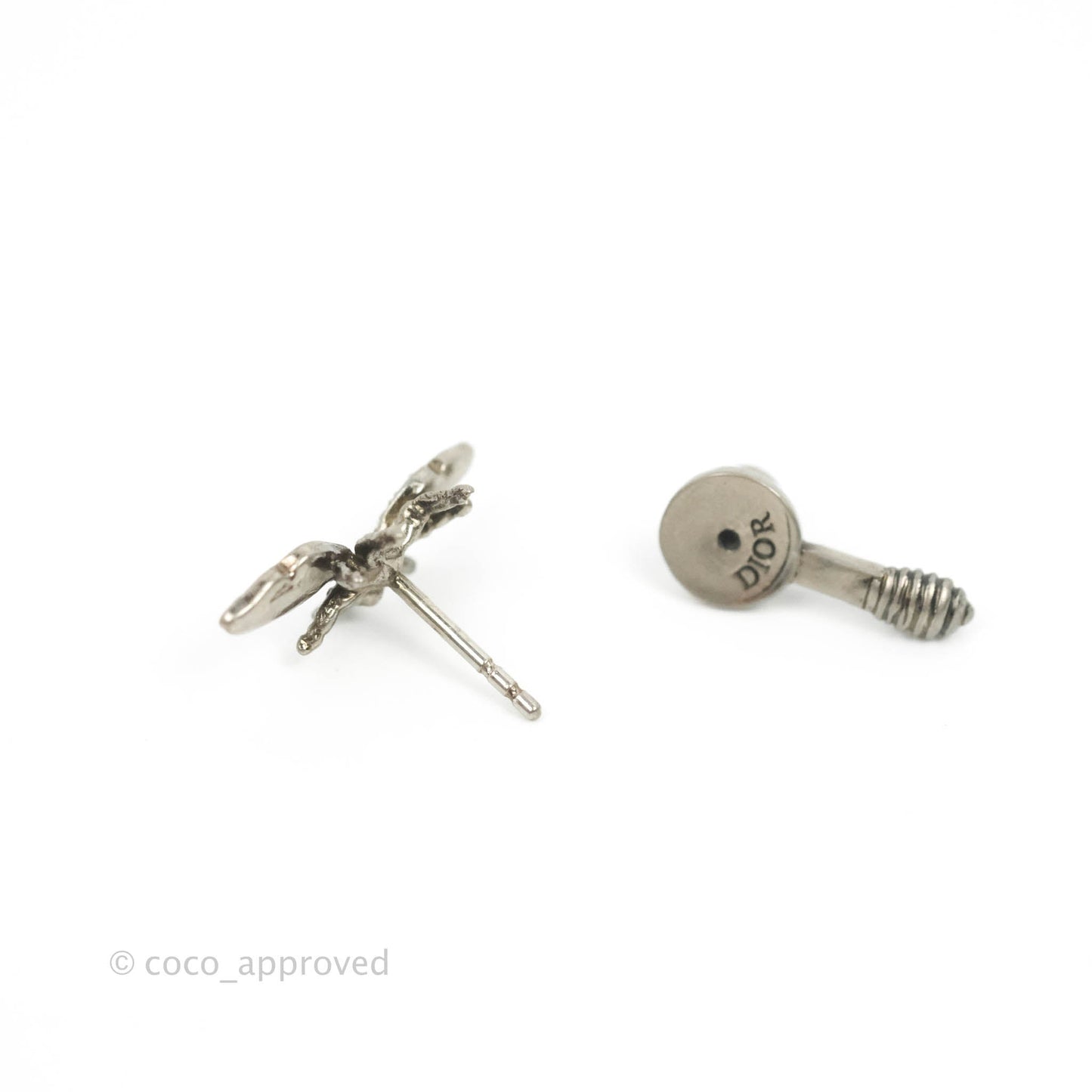 Dior J'ADIOR Earrings Antique Silver-Finish Metal with White Crystals