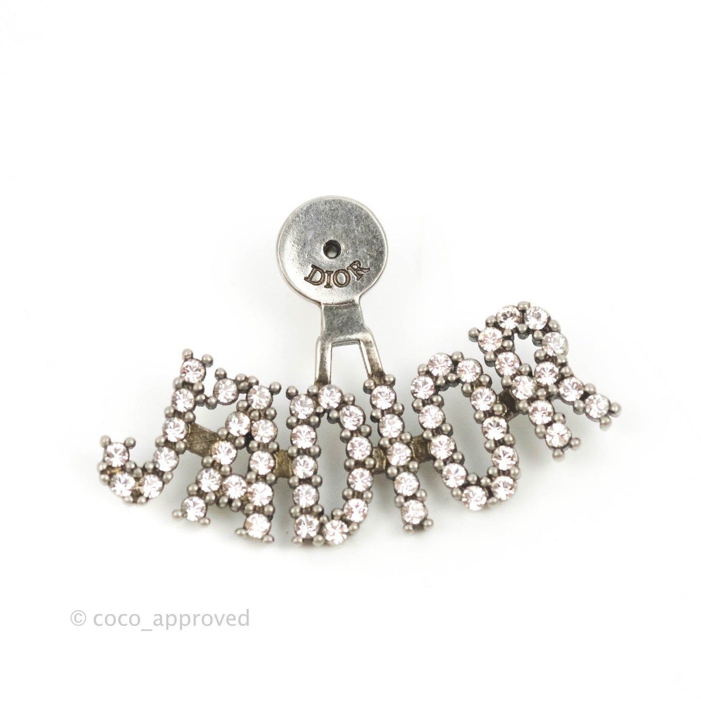 Dior J'ADIOR Earrings Antique Silver-Finish Metal with White Crystals