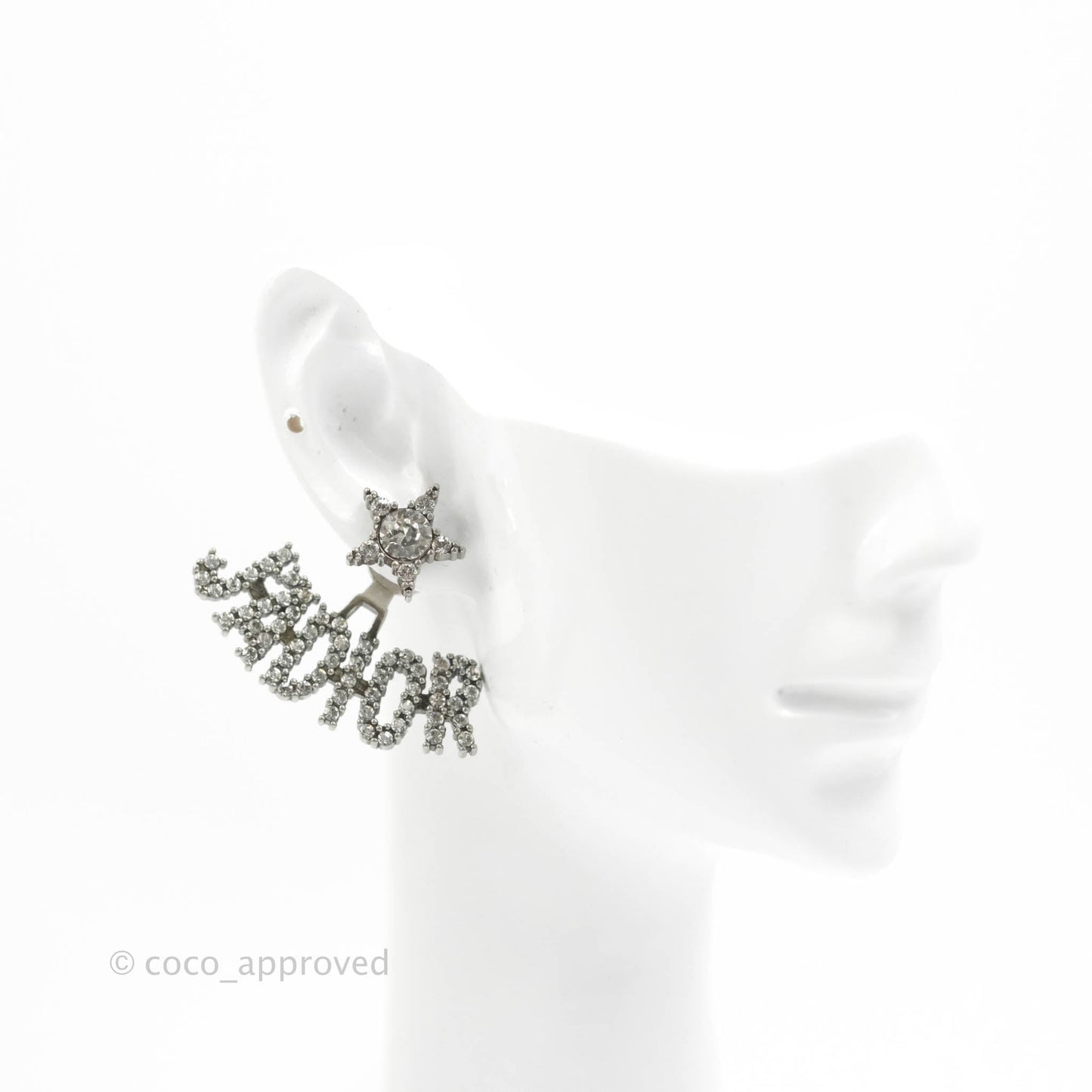 Dior J'ADIOR Earrings Antique Silver-Finish Metal with White Crystals