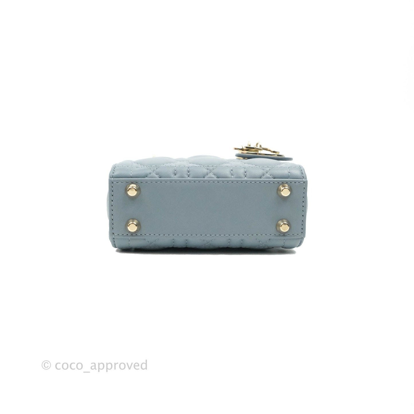 Christian Dior Micro Lady Dior Cannage Blue Grey Lambskin Gold Hardware