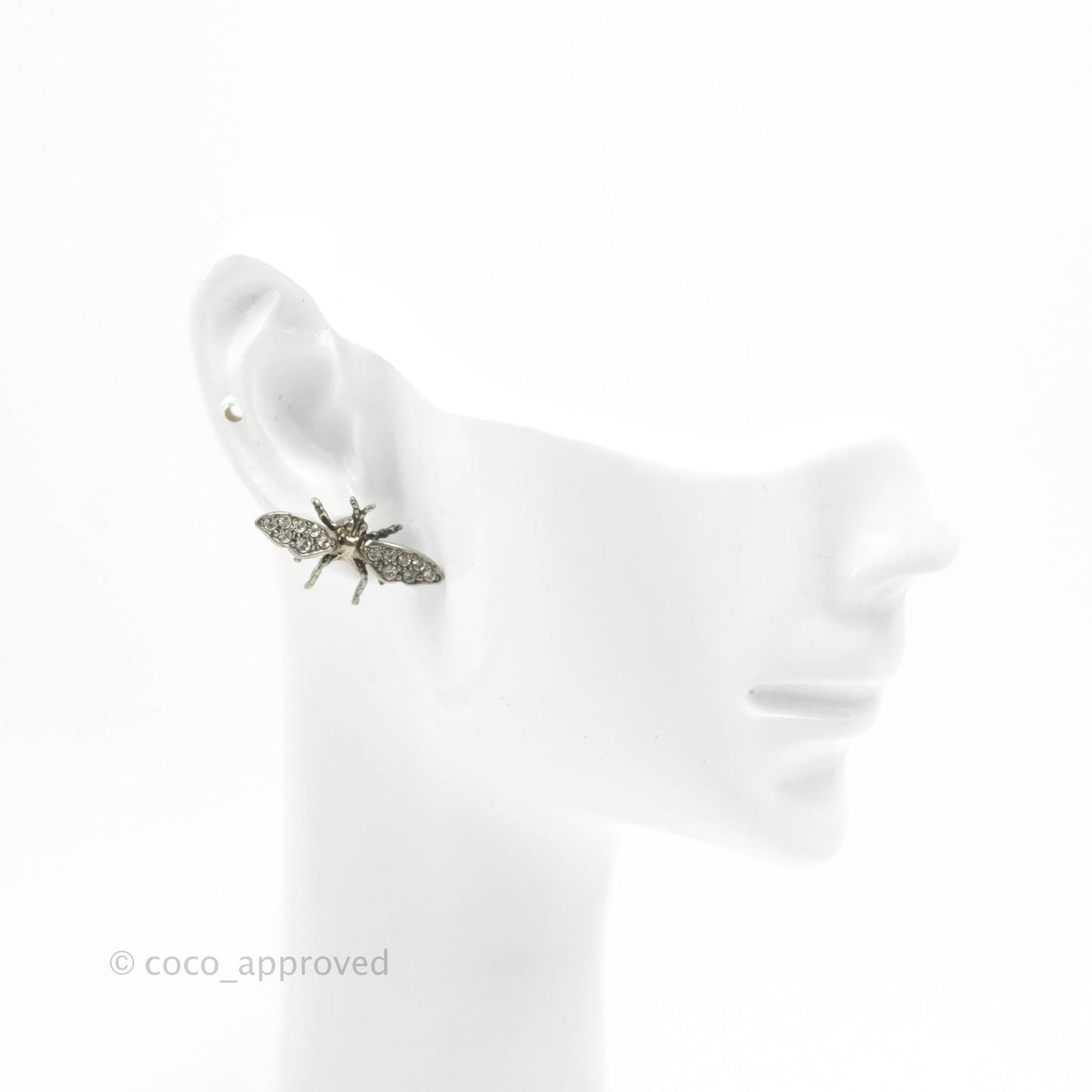 Dior J'ADIOR Earrings Antique Silver-Finish Metal with White Crystals