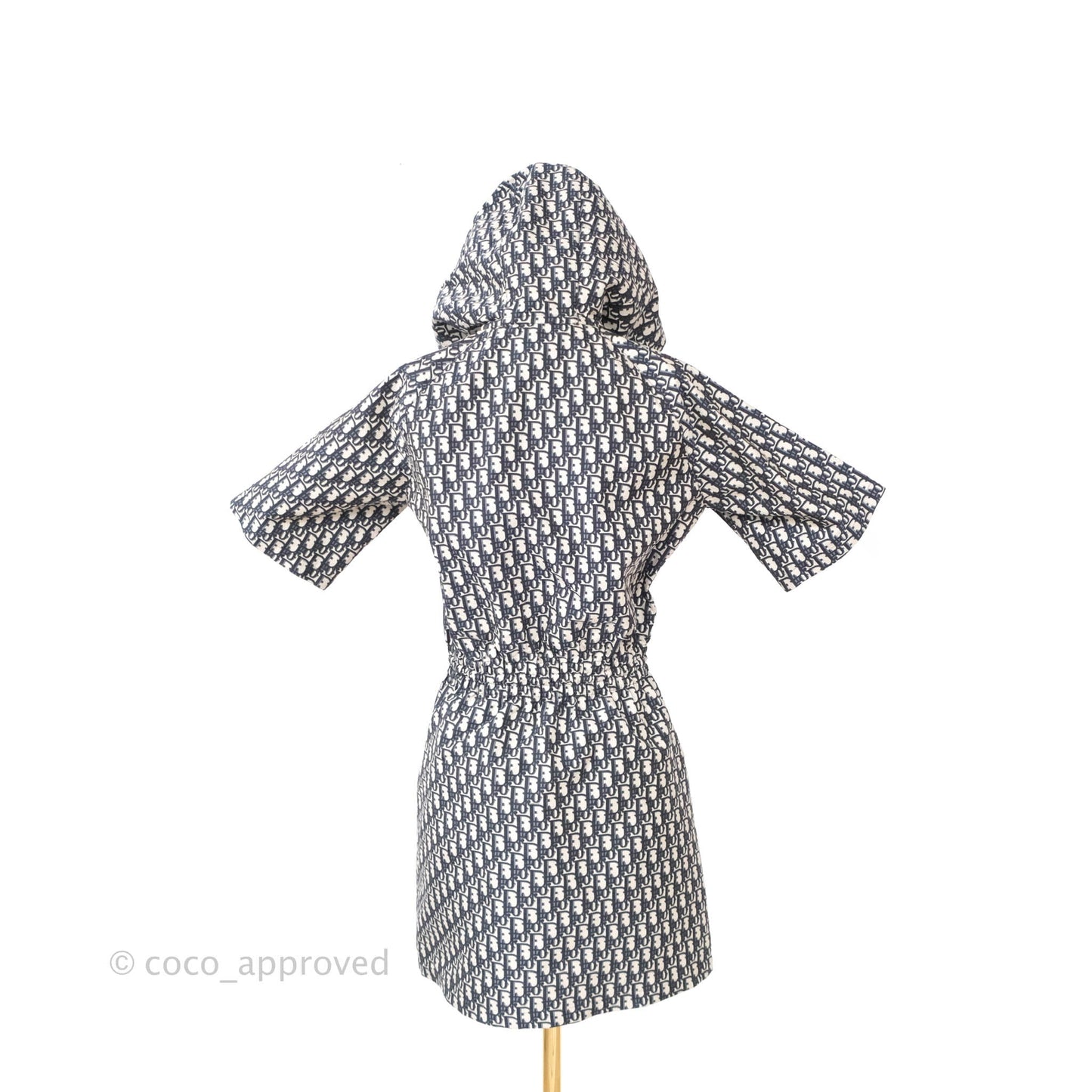Christian Dior Short Hooded Dress Navy Dior Oblique Jacquard