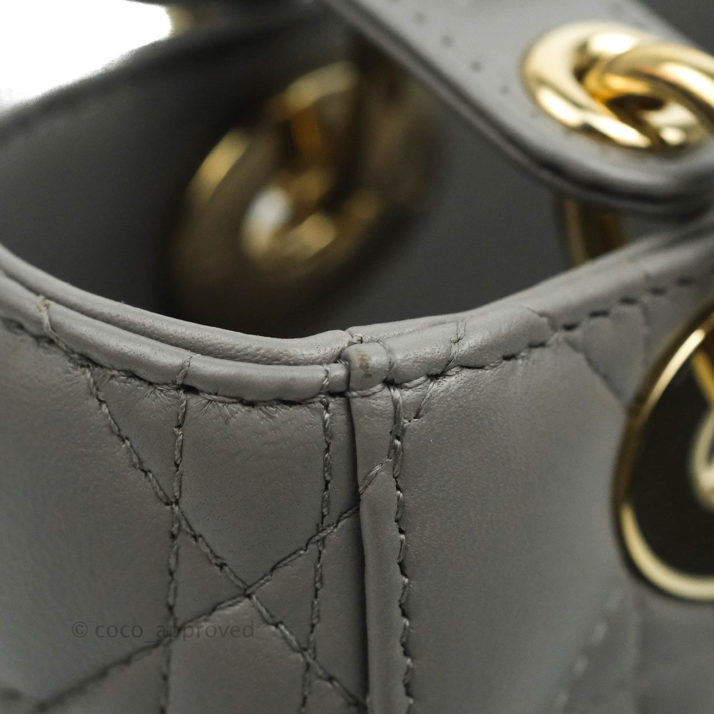 Christian Dior Lambskin My ABCDior Lady Dior Grey Gold Hardware