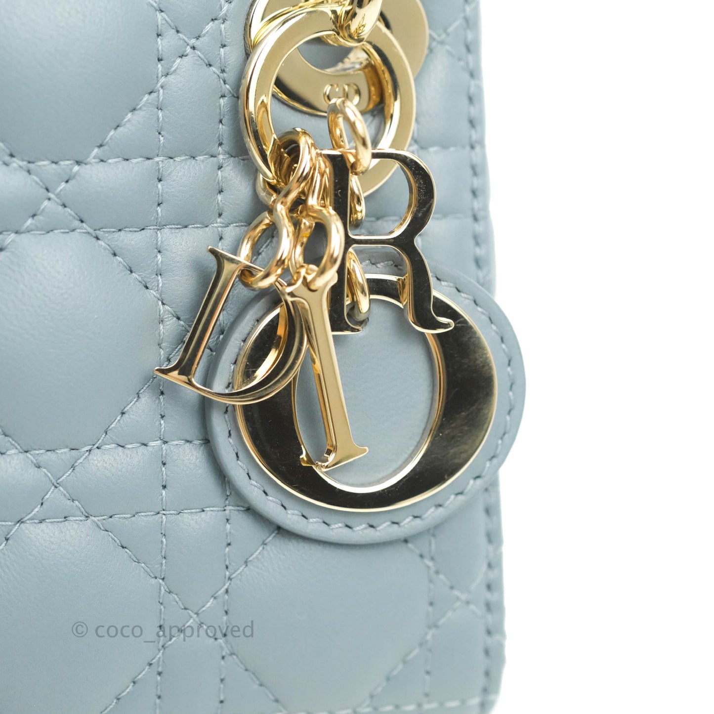 Christian Dior Micro Lady Dior Cannage Blue Grey Lambskin Gold Hardware