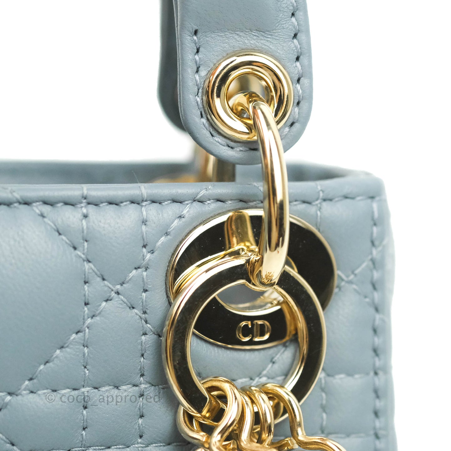 Christian Dior Micro Lady Dior Cannage Blue Grey Lambskin Gold Hardware