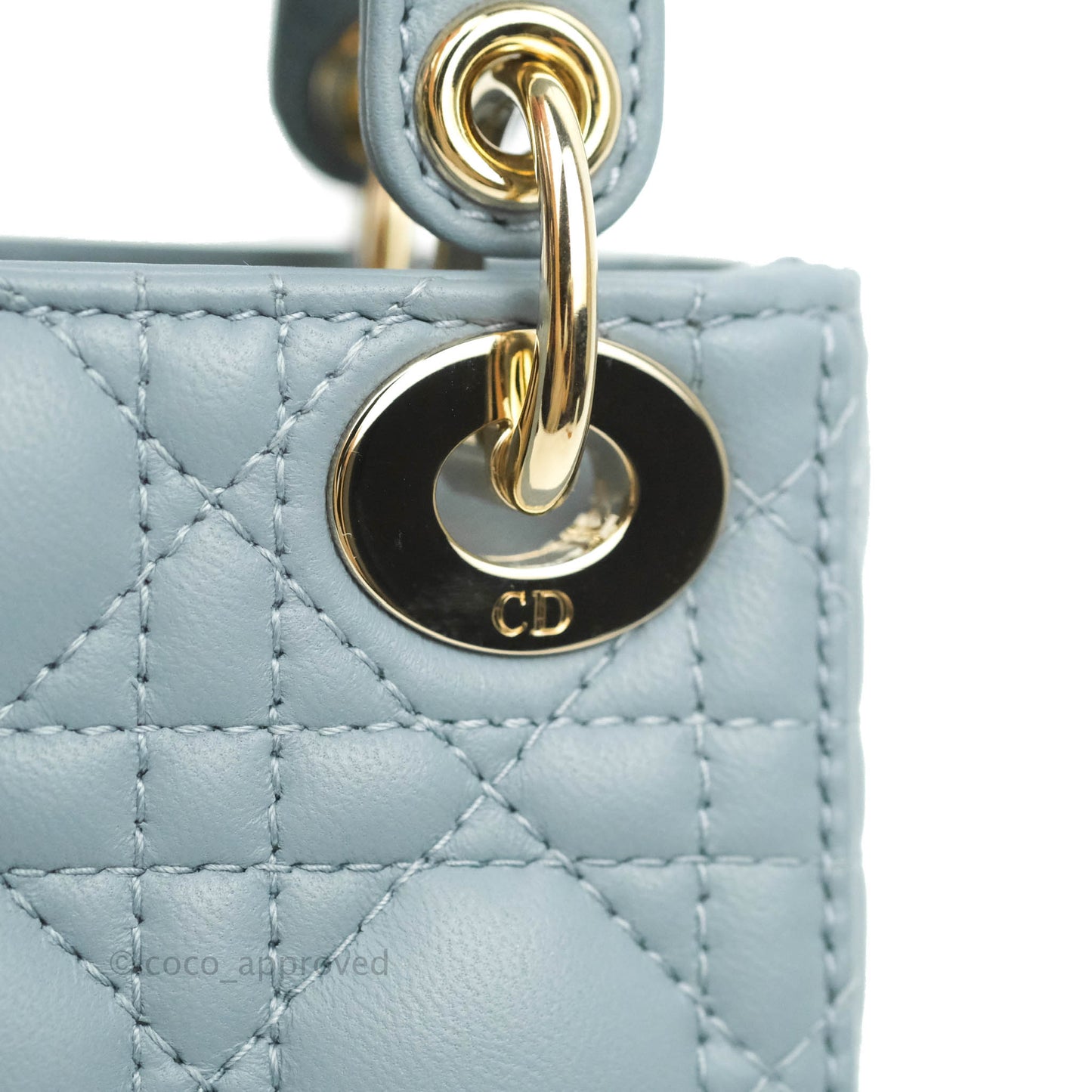 Christian Dior Micro Lady Dior Cannage Blue Grey Lambskin Gold Hardware