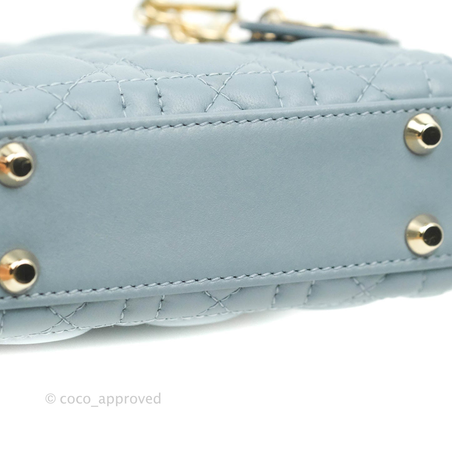 Christian Dior Micro Lady Dior Cannage Blue Grey Lambskin Gold Hardware