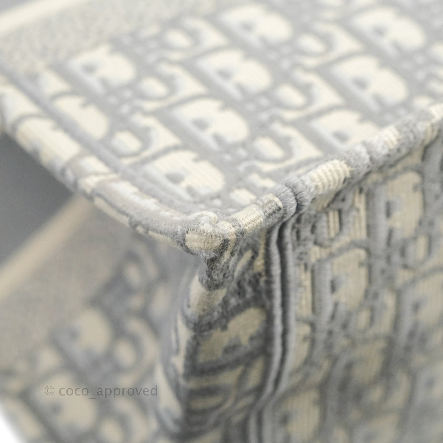 Christian Dior Medium (Old Small) Light Grey Oblique Embroidery Canvas Book Tote