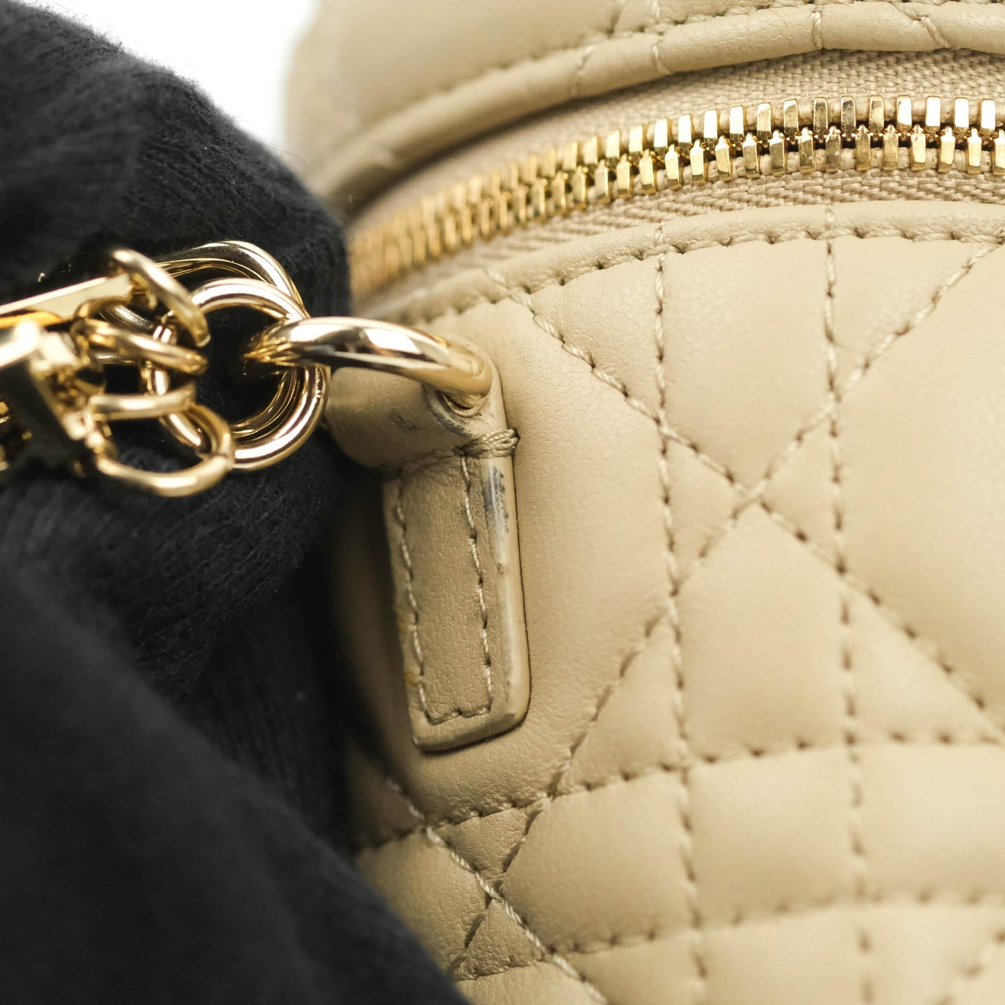 Christian Dior Micro Lady Dior Vanity Case Beige Cannage Lambskin