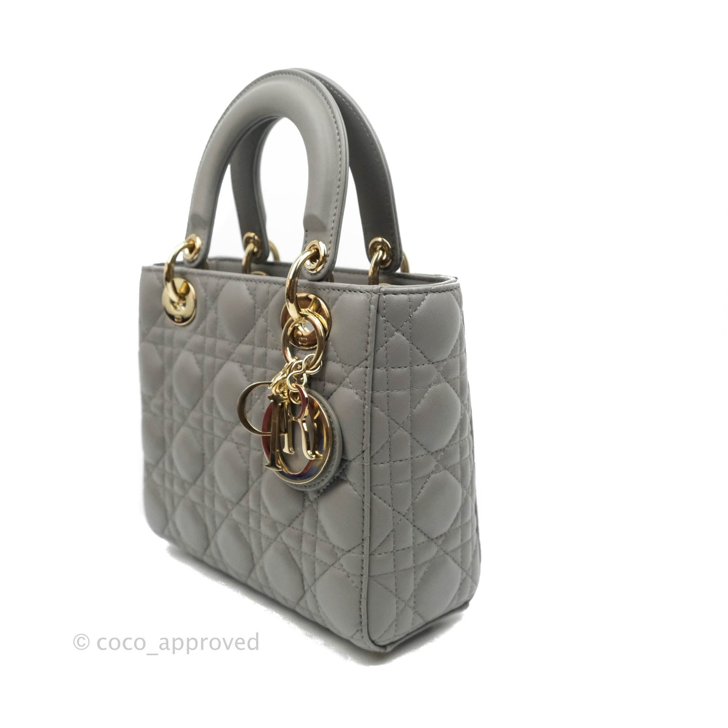 Christian Dior Lambskin My ABCDior Lady Dior Grey Gold Hardware