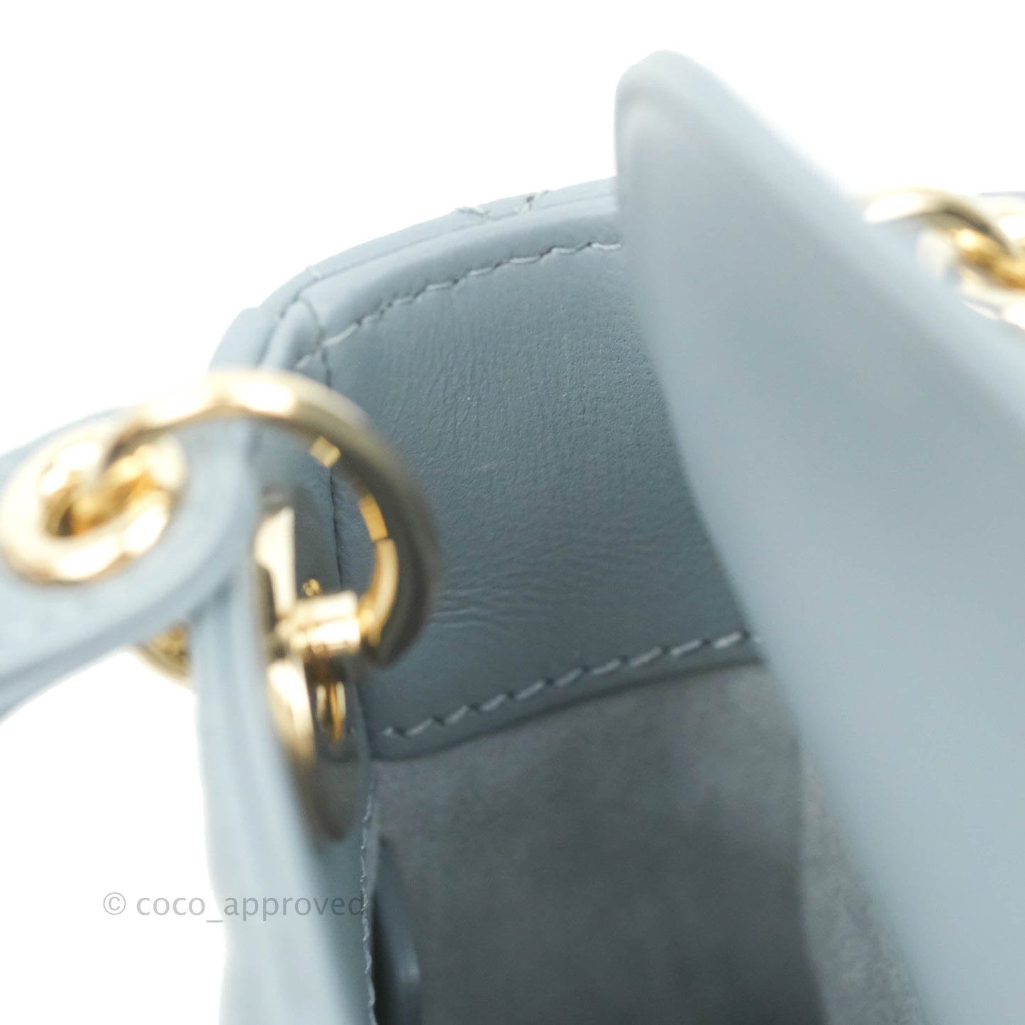 Christian Dior Micro Lady Dior Cannage Blue Grey Lambskin Gold Hardware
