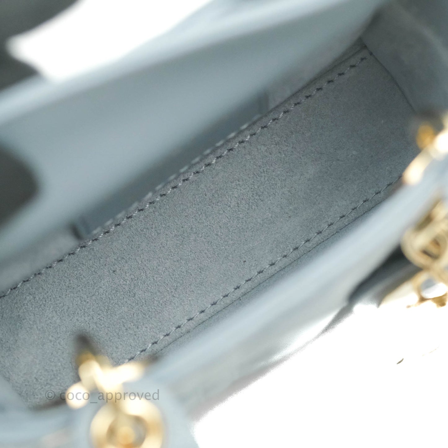 Christian Dior Micro Lady Dior Cannage Blue Grey Lambskin Gold Hardware