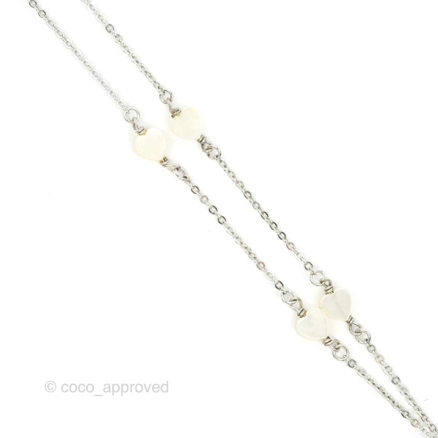 Dior Heart White Pendant Necklace Silver Tone