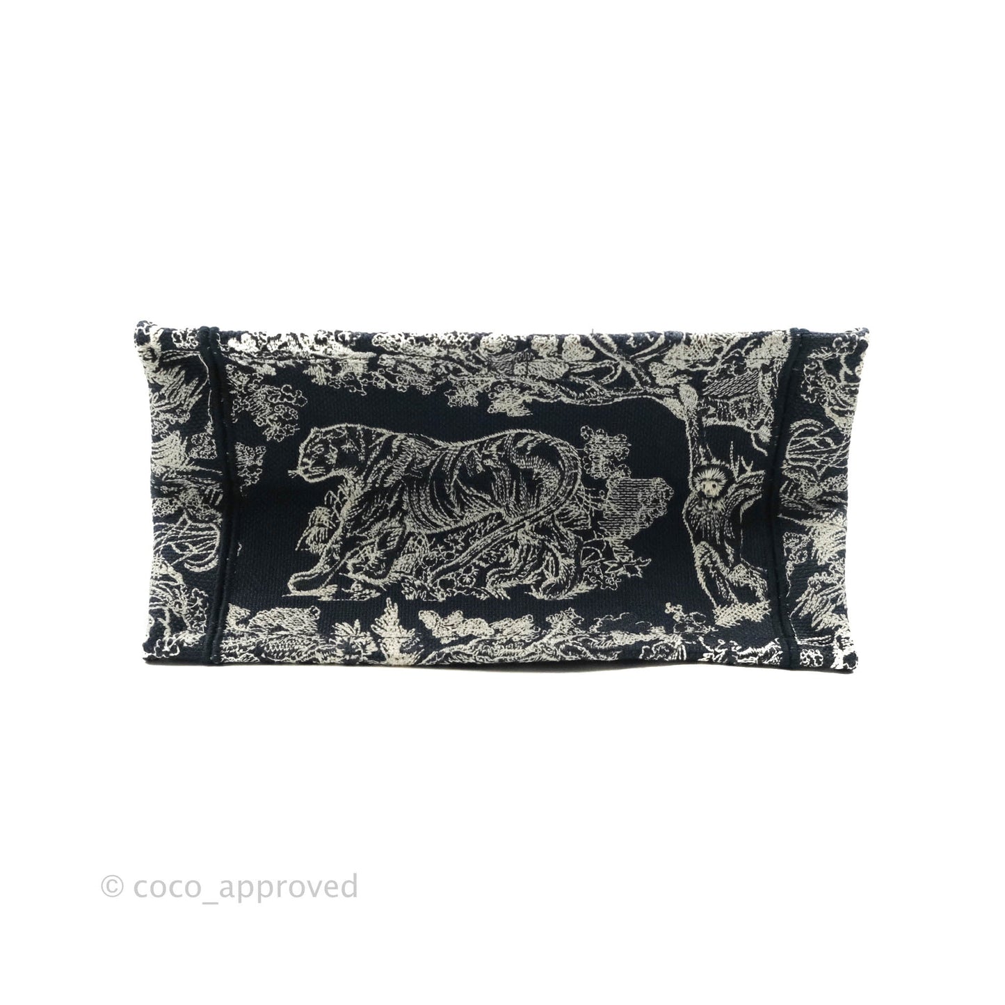 Christian Dior New Small Embroidered Toile De Jouy Navy Canvas Book Tote