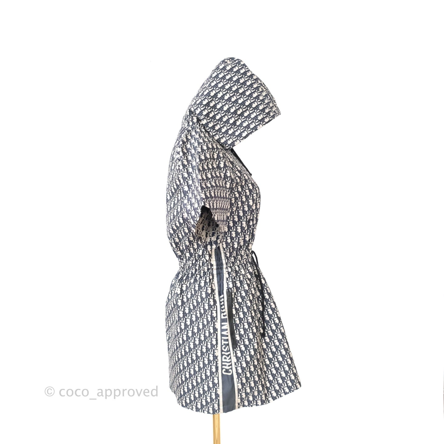 Christian Dior Short Hooded Dress Navy Dior Oblique Jacquard