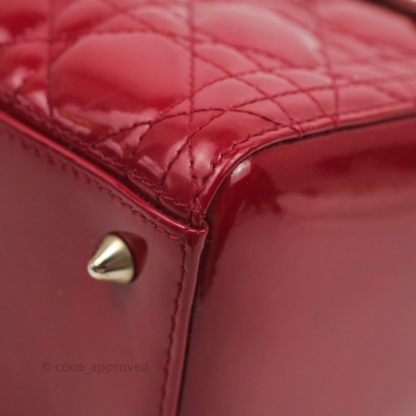 Christian Dior Medium Lady Dior Red Patent Silver Hardware