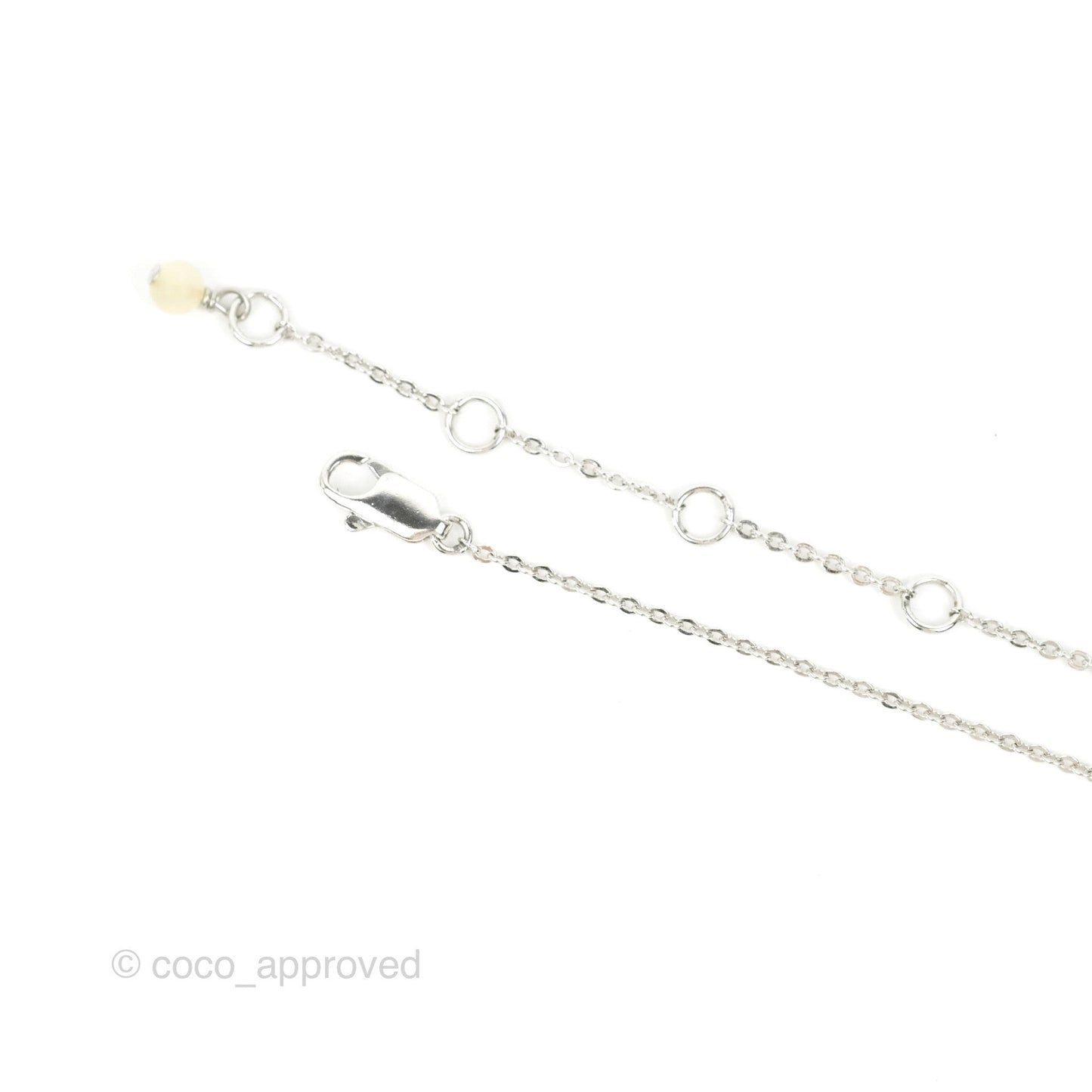 Dior Heart White Pendant Necklace Silver Tone