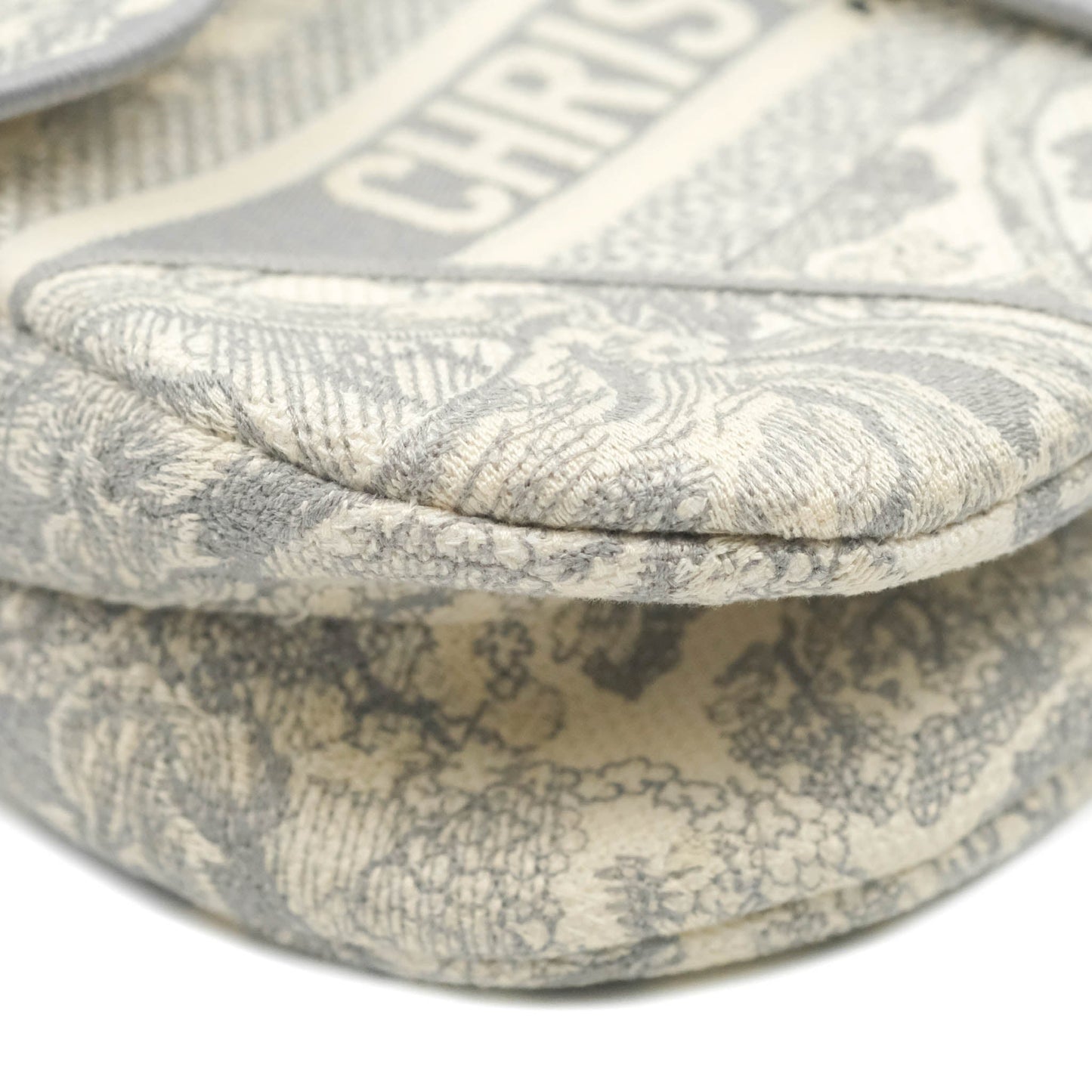 Christian Dior Saddle Bag Grey Toile de Jouy Embroidery