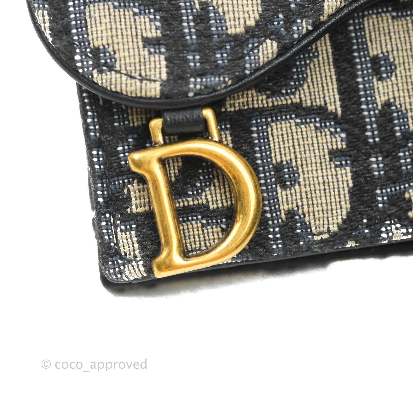 Christian Dior Saddle Flap Card Holder Blue Dior Oblique Jacquard