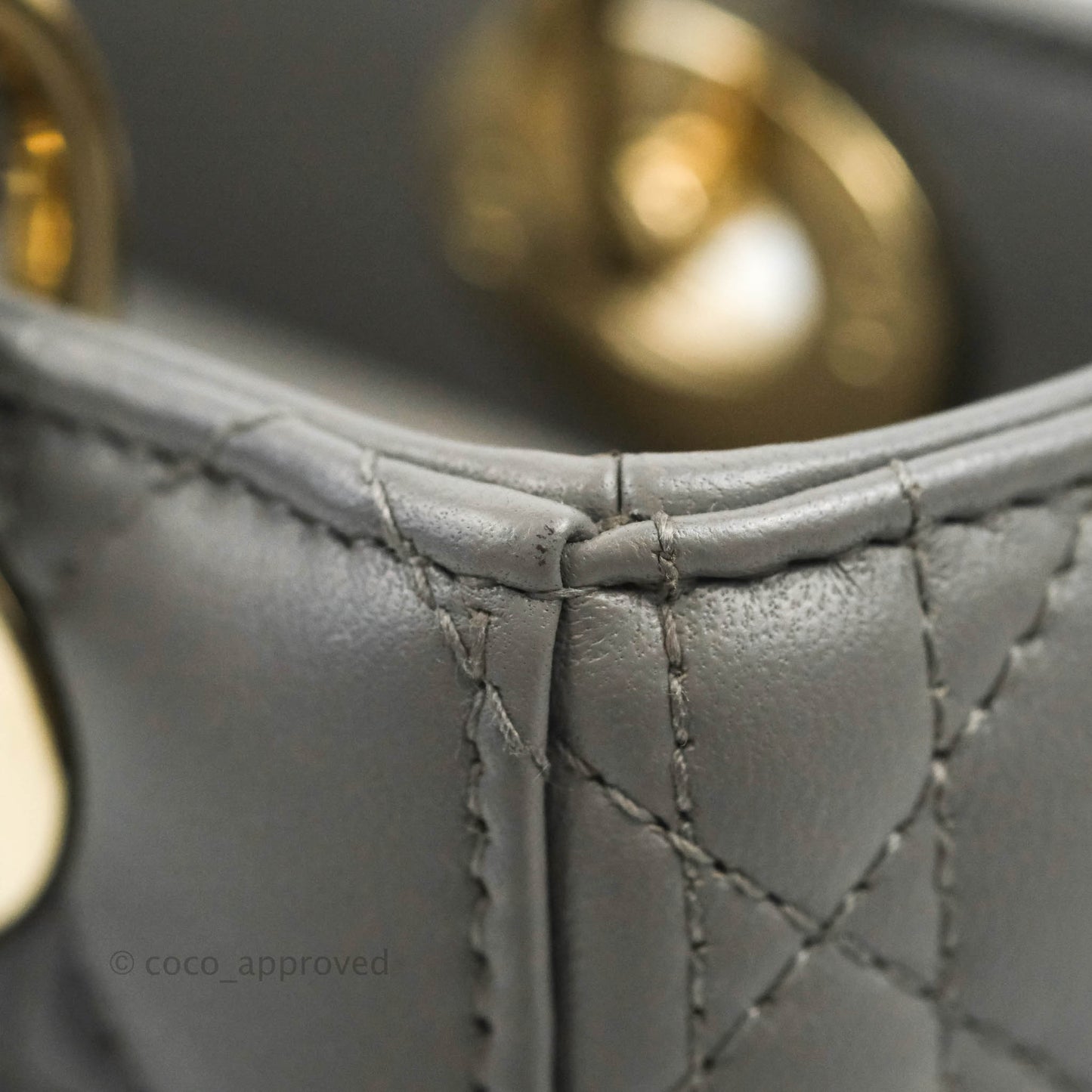Christian Dior Lambskin My ABCDior Lady Dior Grey Gold Hardware
