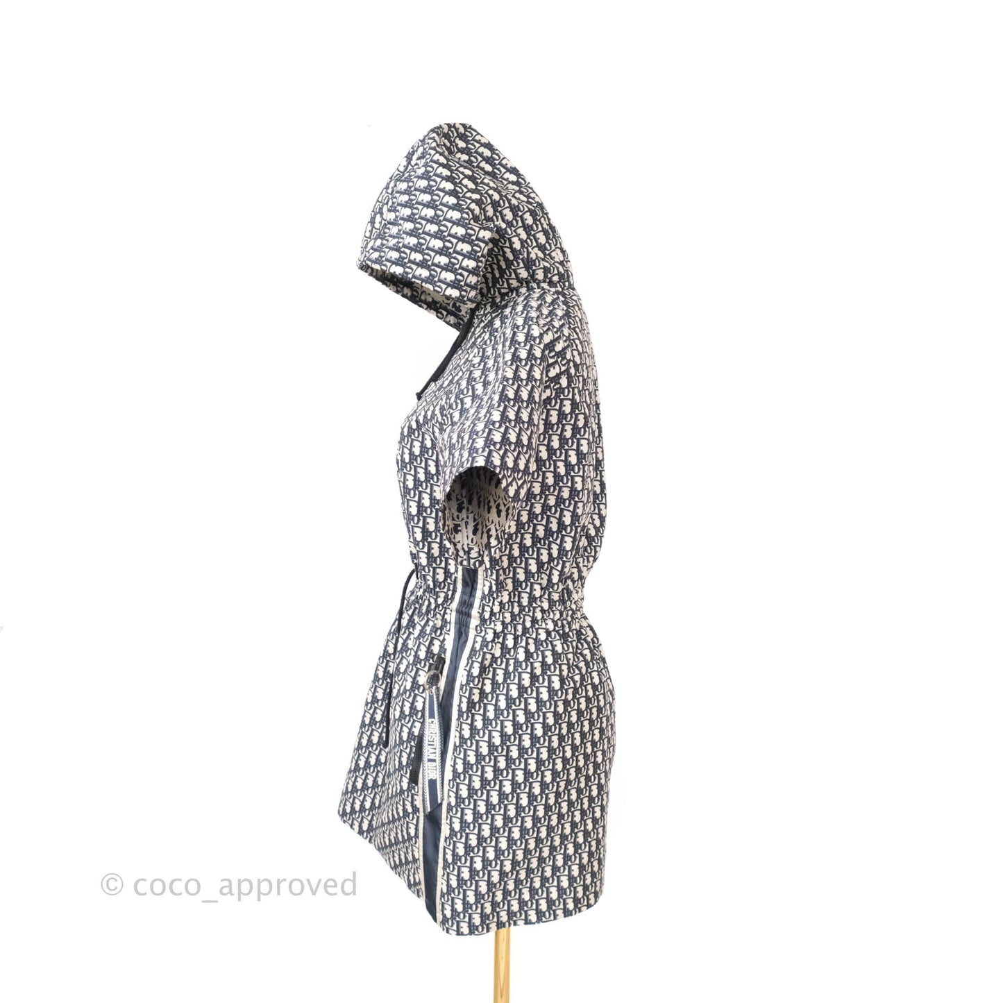 Christian Dior Short Hooded Dress Navy Dior Oblique Jacquard