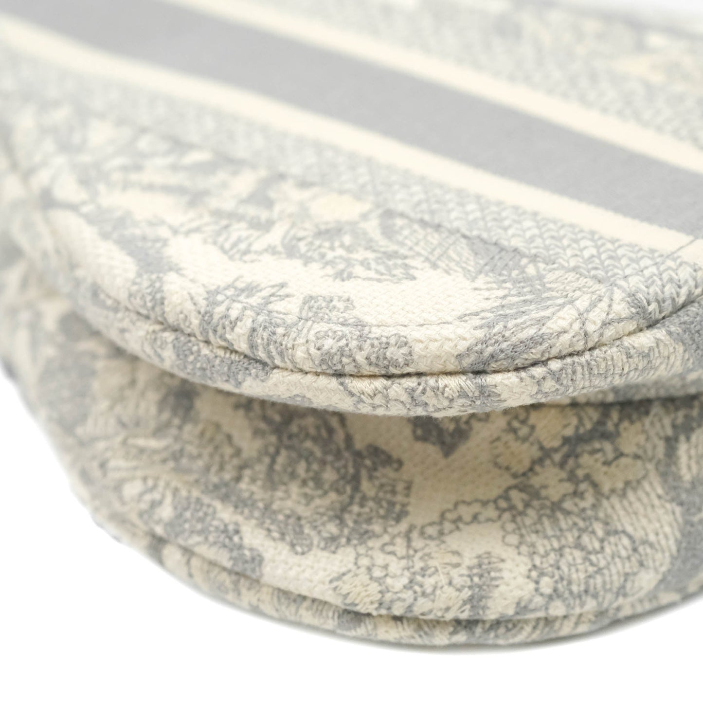 Christian Dior Saddle Bag Grey Toile de Jouy Embroidery