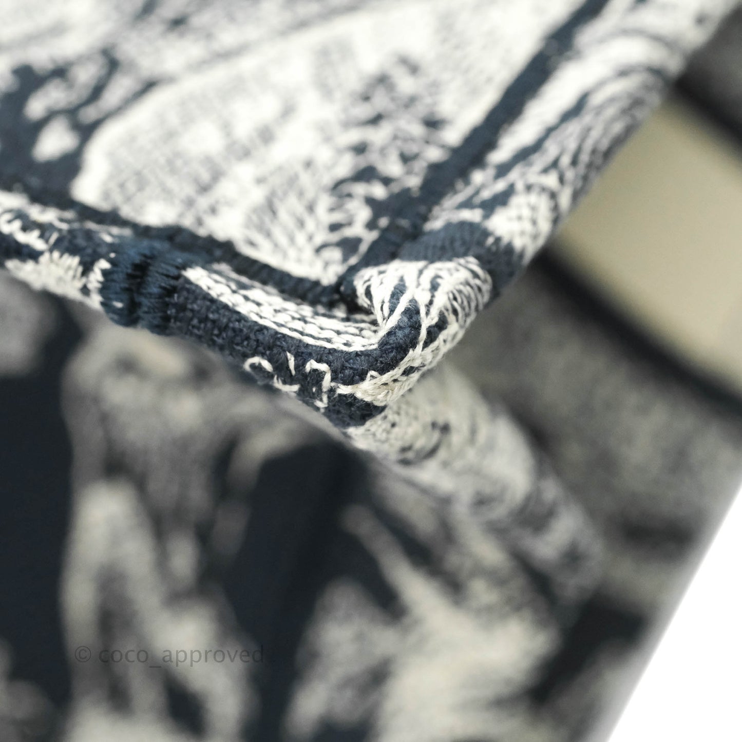 Christian Dior New Small Embroidered Toile De Jouy Navy Canvas Book Tote