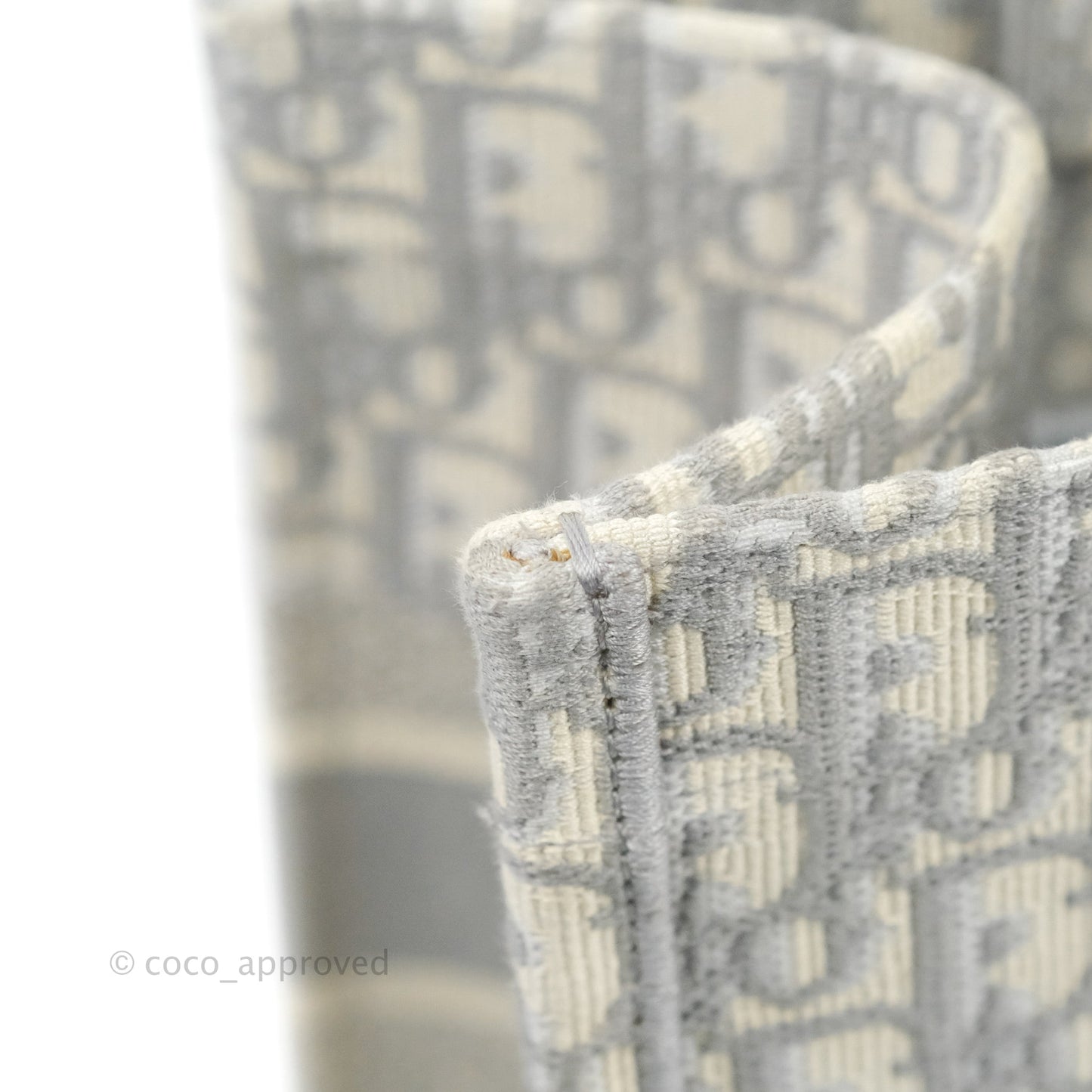 Christian Dior Medium (Old Small) Light Grey Oblique Embroidery Canvas Book Tote
