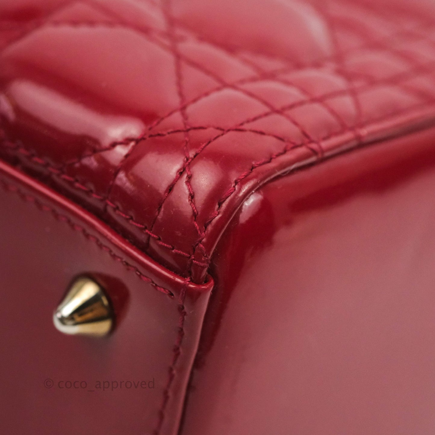Christian Dior Medium Lady Dior Red Patent Silver Hardware