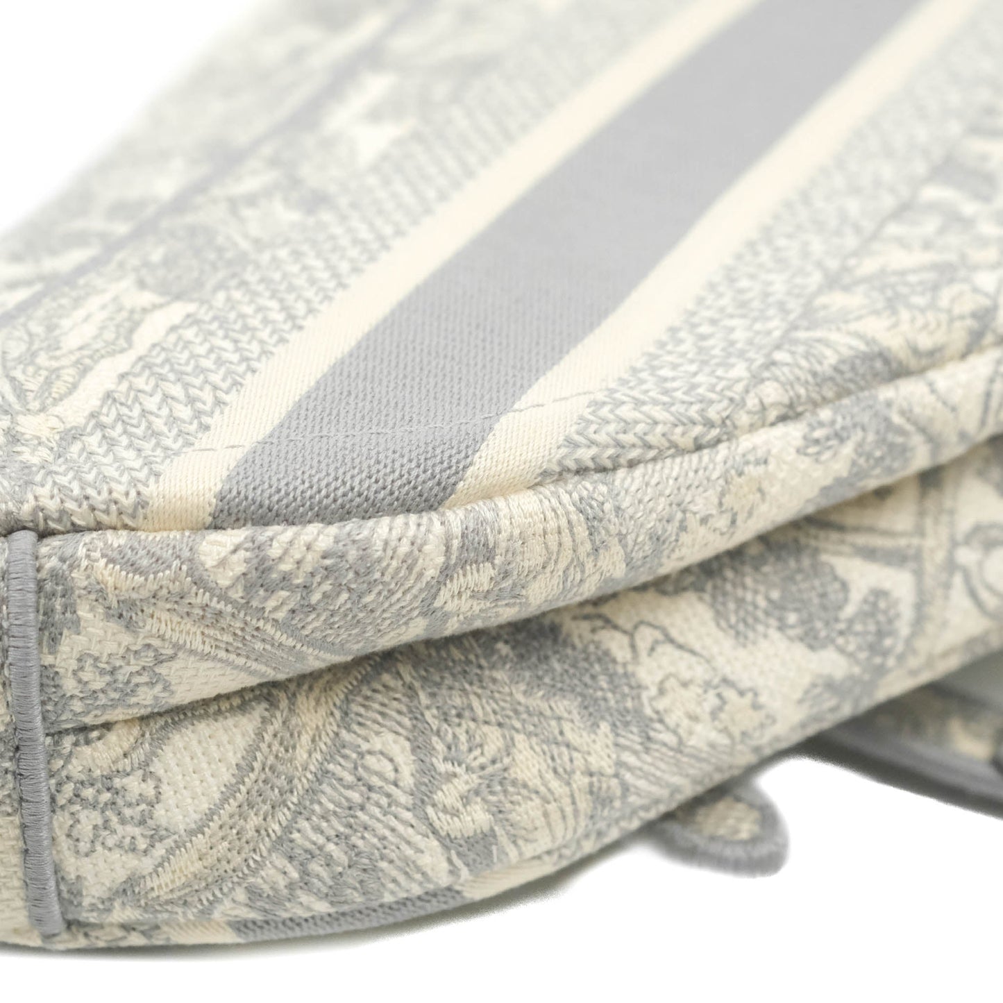 Christian Dior Saddle Bag Grey Toile de Jouy Embroidery