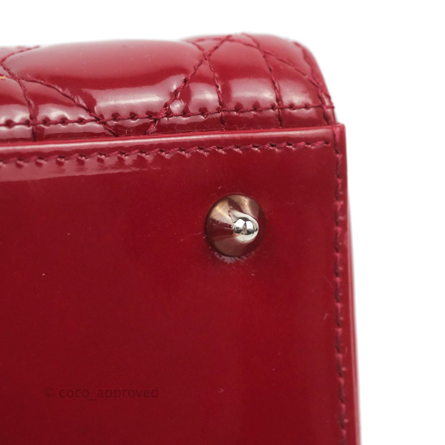 Christian Dior Medium Lady Dior Red Patent Silver Hardware