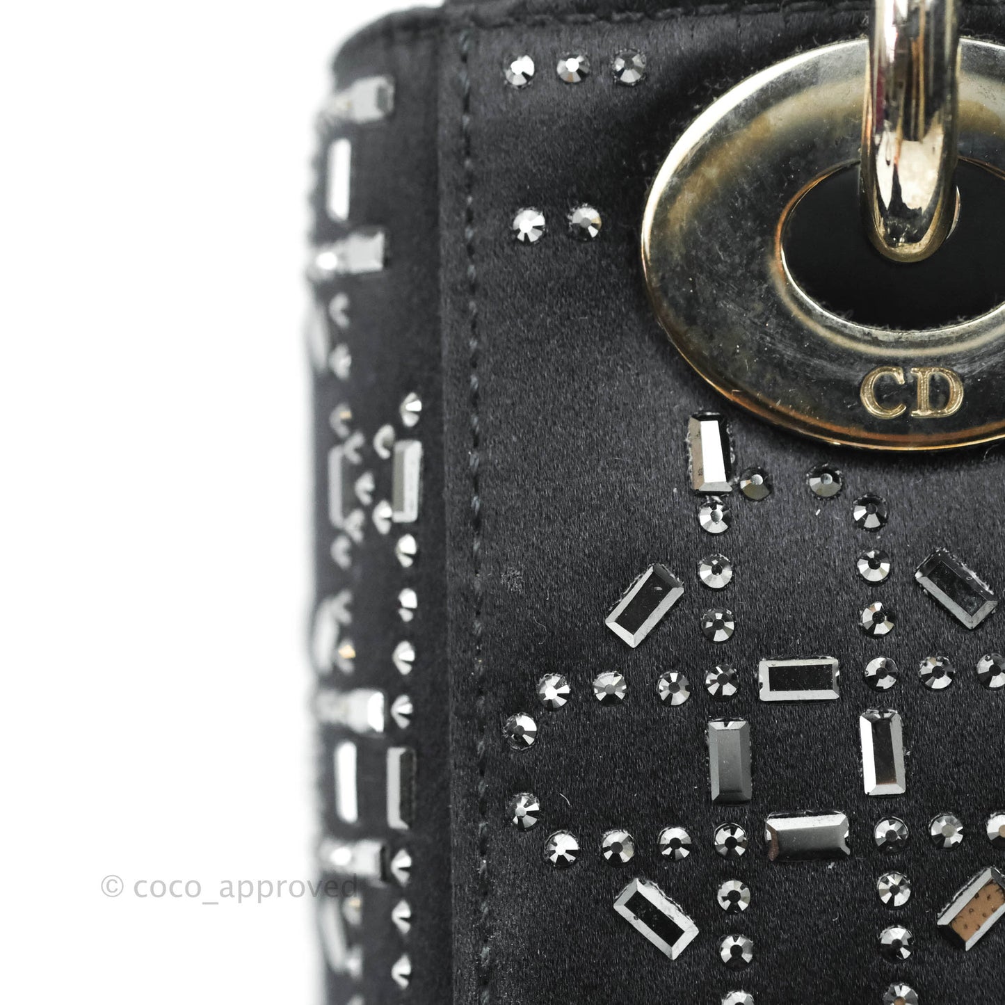 Christian Dior Cannage Mini Lady Dior Satin Crystal