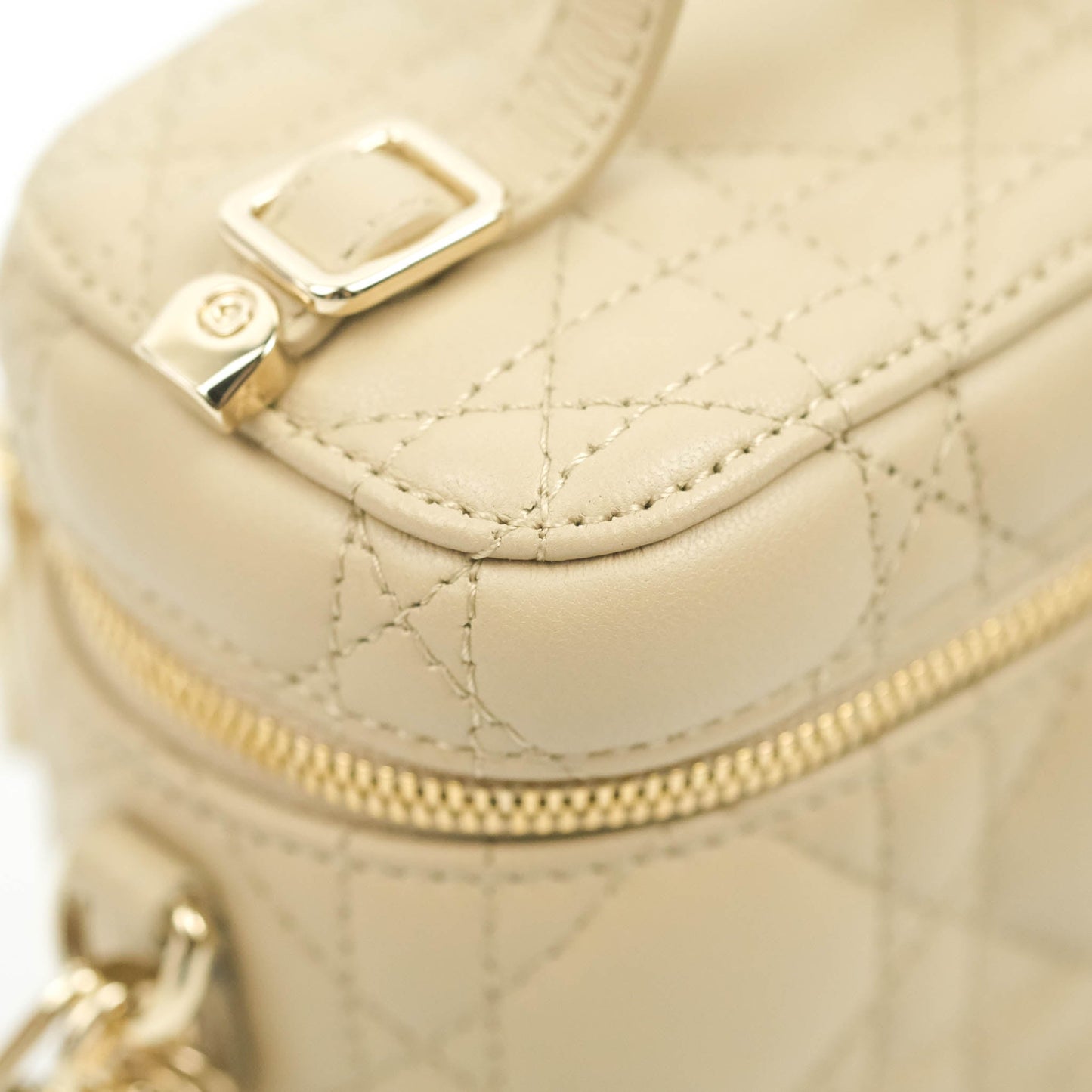 Christian Dior Micro Lady Dior Vanity Case Beige Cannage Lambskin