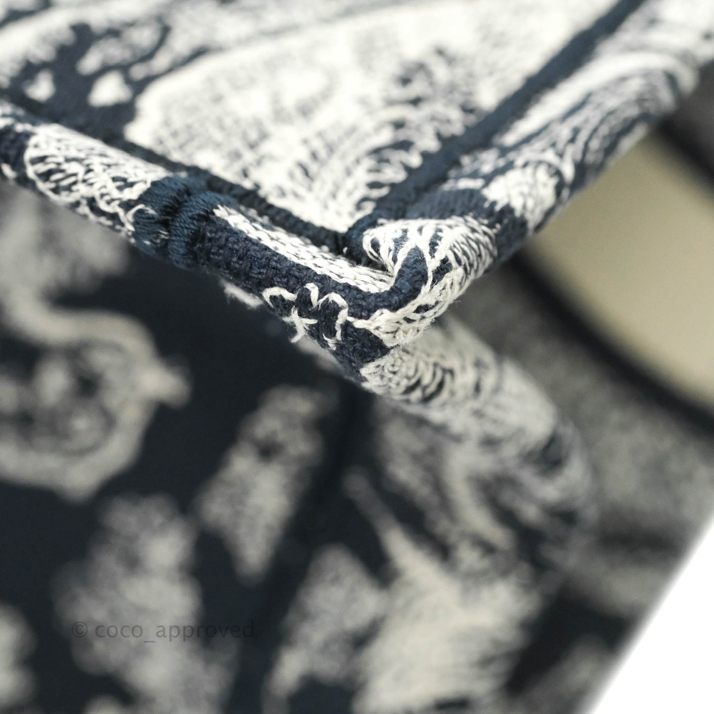 Christian Dior New Small Embroidered Toile De Jouy Navy Canvas Book Tote