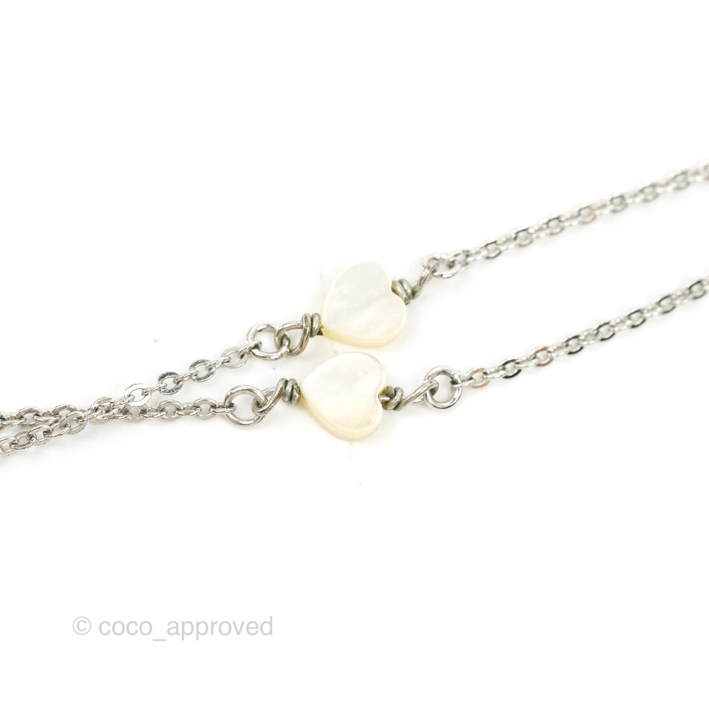 Dior Heart White Pendant Necklace Silver Tone