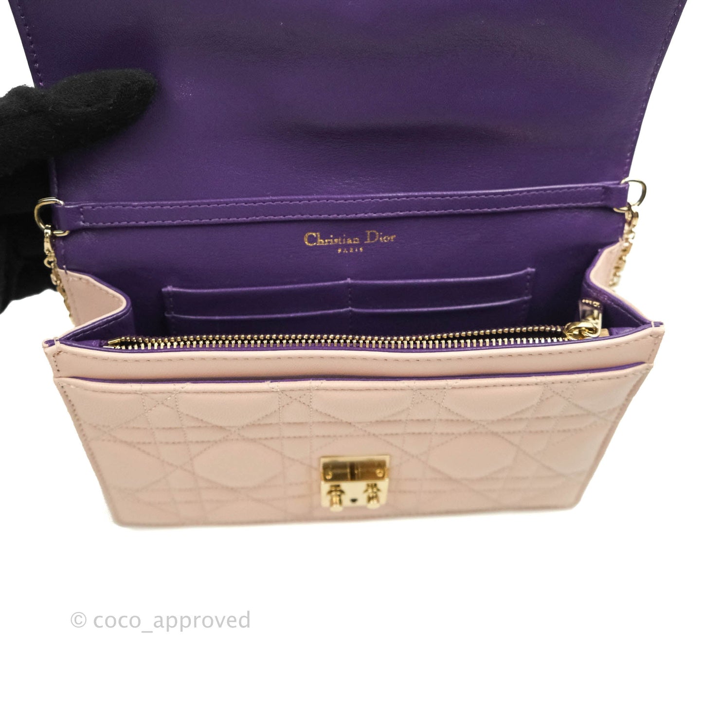 Christian Dior Miss Dior WOC Cannage Pink Lambskin Gold Hardware